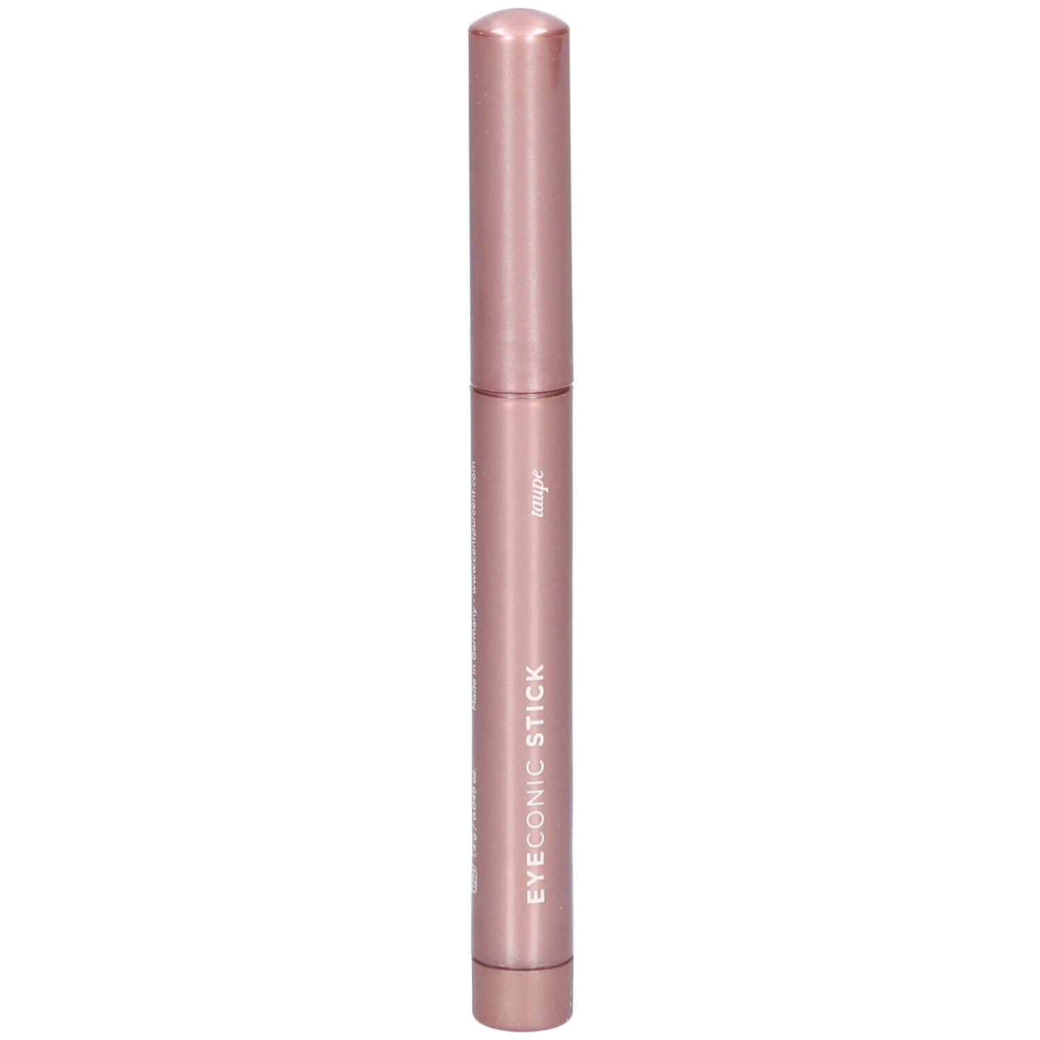 Rosafarbener Stift mit silberner Schrift. Aufschrift: EYECONIC STICK Taupe.