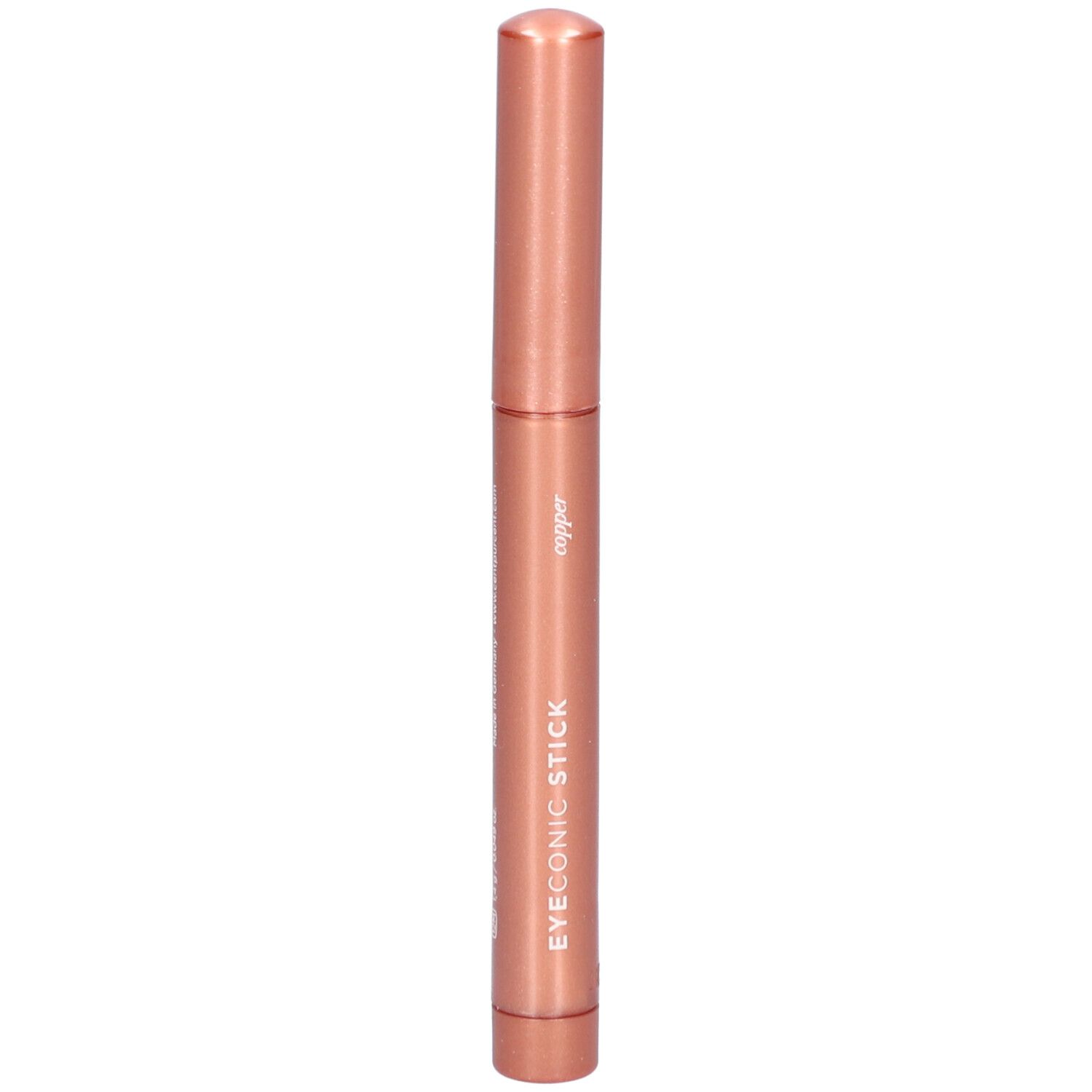 Bâtonnet cuivré avec capuchon. L'inscription EYEONIC STICK copper est visible sur le bâton.