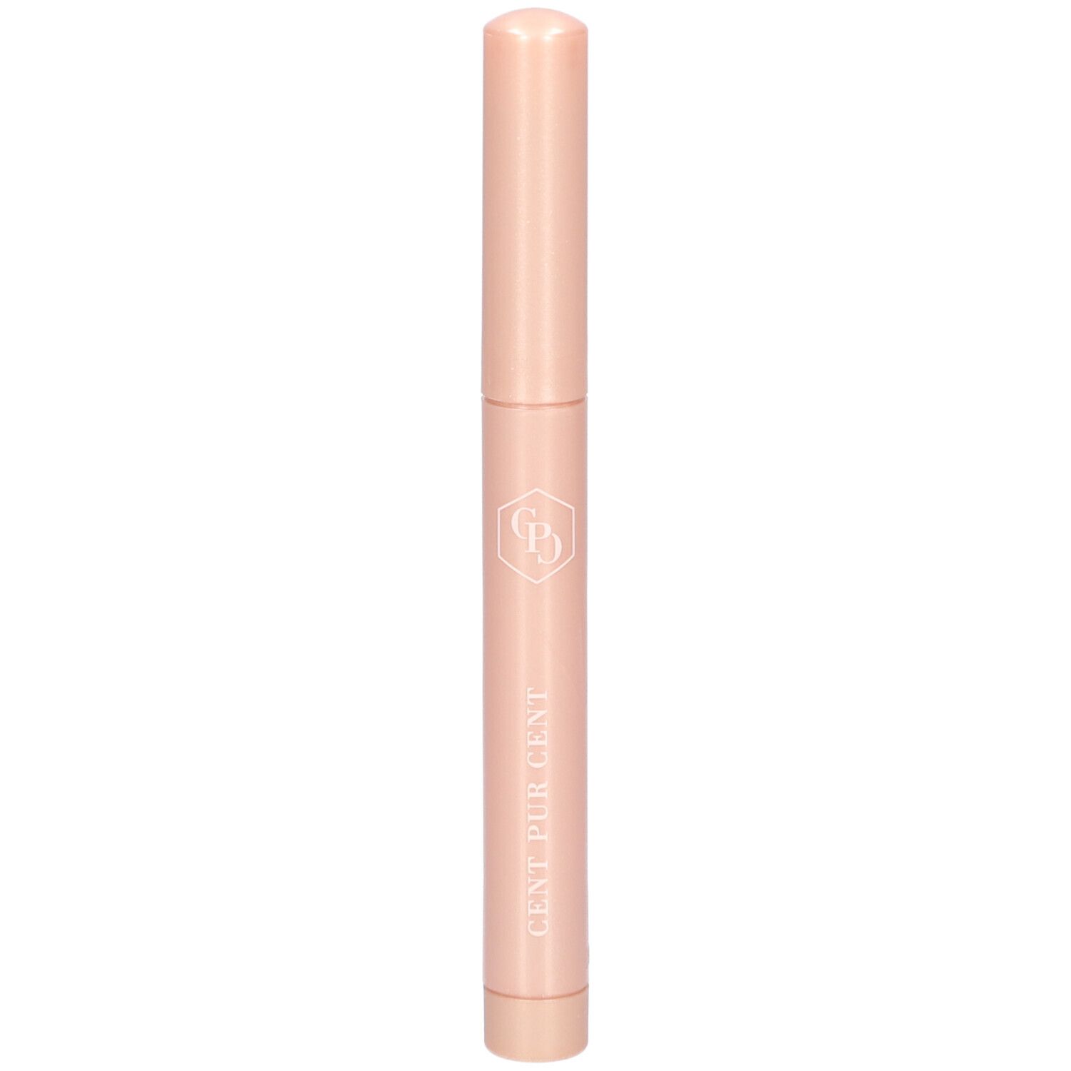 Stift in Rosa. Aufschrift: CENT PUR CENT. Logo. Zylindrische Form mit abgerundeten Enden.