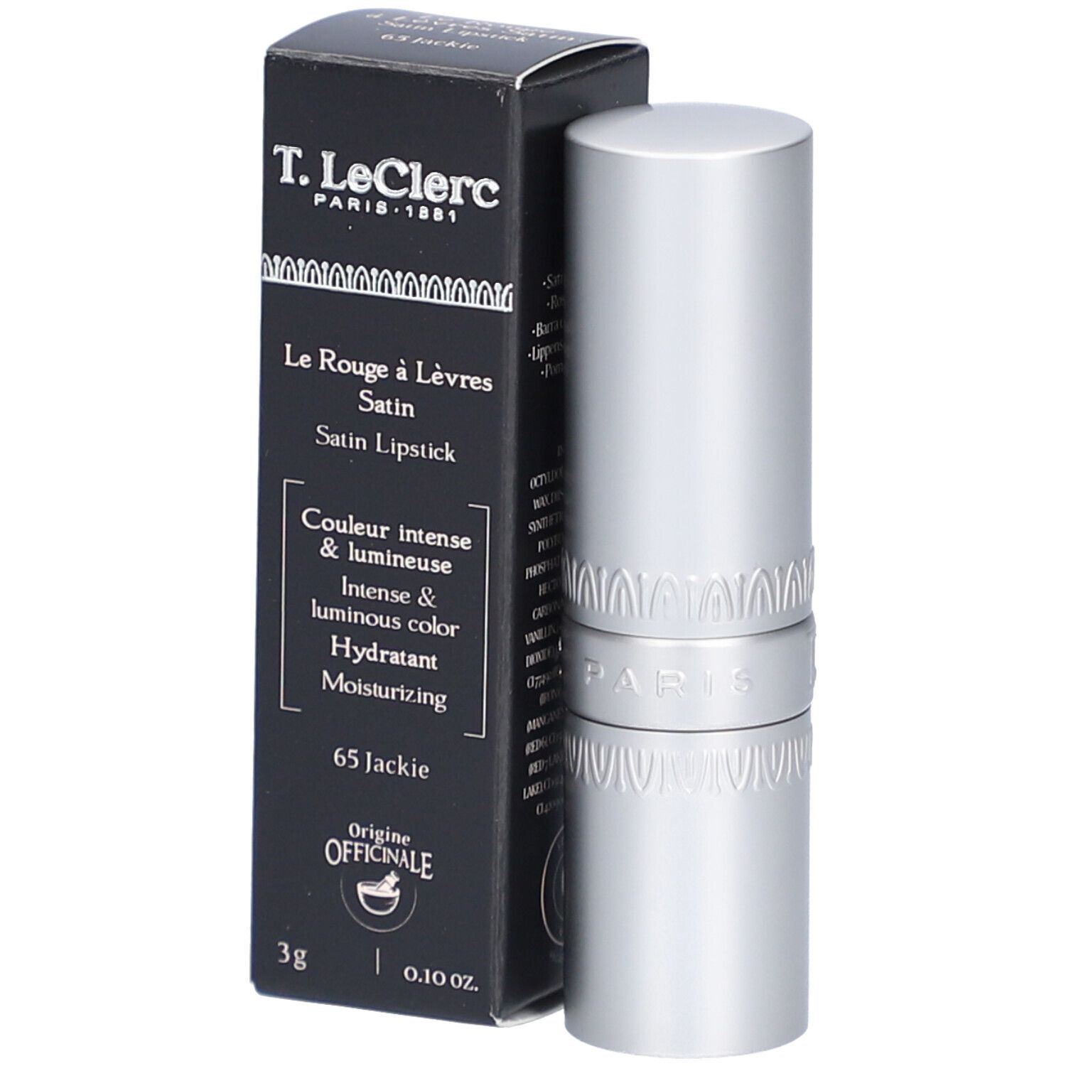 Lippenstift und Schachtel. Silberner Lippenstift und schwarze Schachtel.