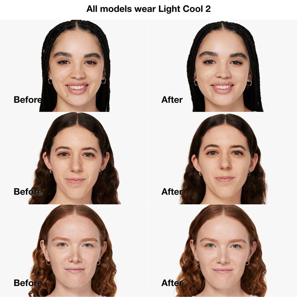 Vorher-Nachher-Vergleich. Frauen mit Foundation Light Cool 2.