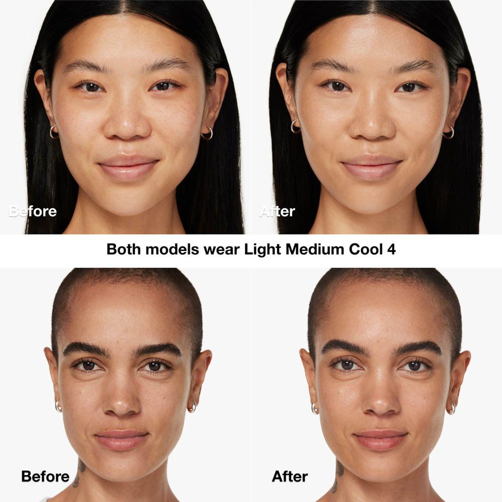 Vorher-Nachher-Vergleich. Zwei Frauen mit Make-up. Light Medium Cool 4.