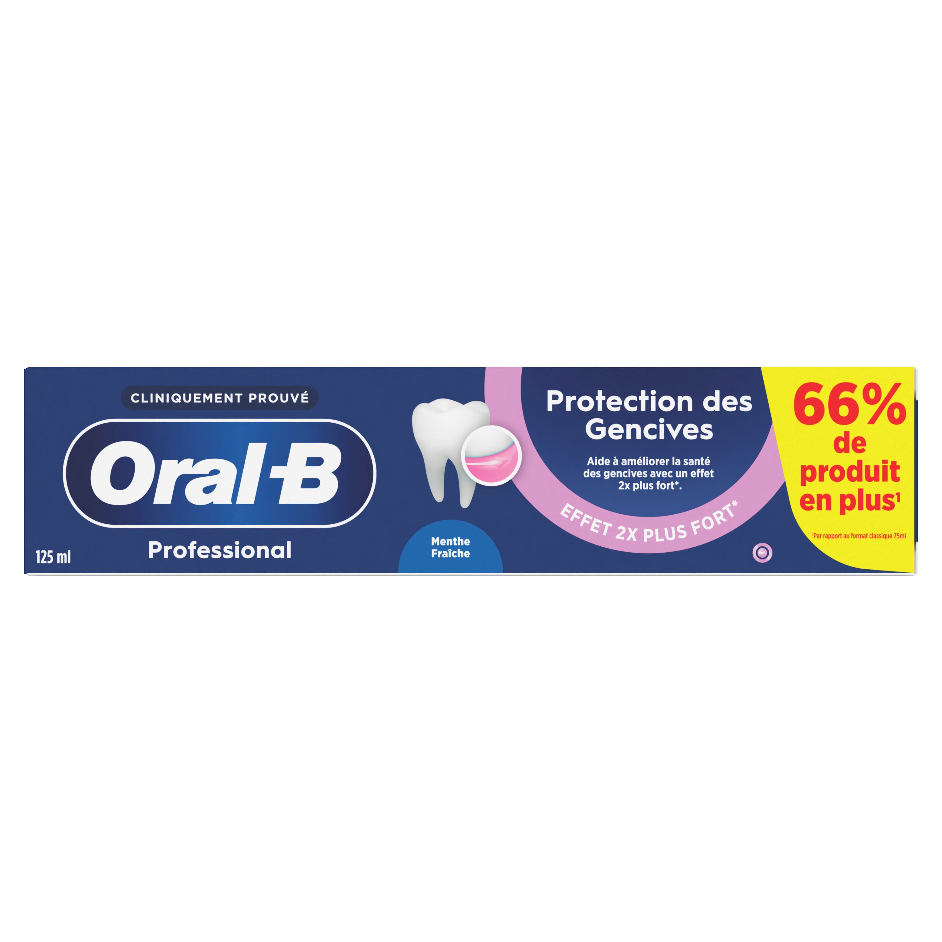 Boîte de dentifrice. Oral-B Professional, Protection des gencives. 66% de produit en plus.