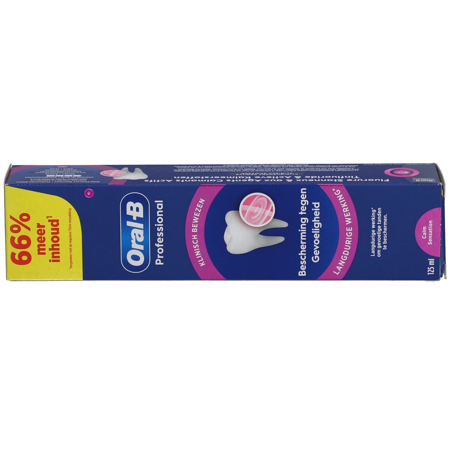 Schachtel, Oral-B Professional, Schutz vor Empfindlichkeit. 66% mehr Inhalt. 125 ml.