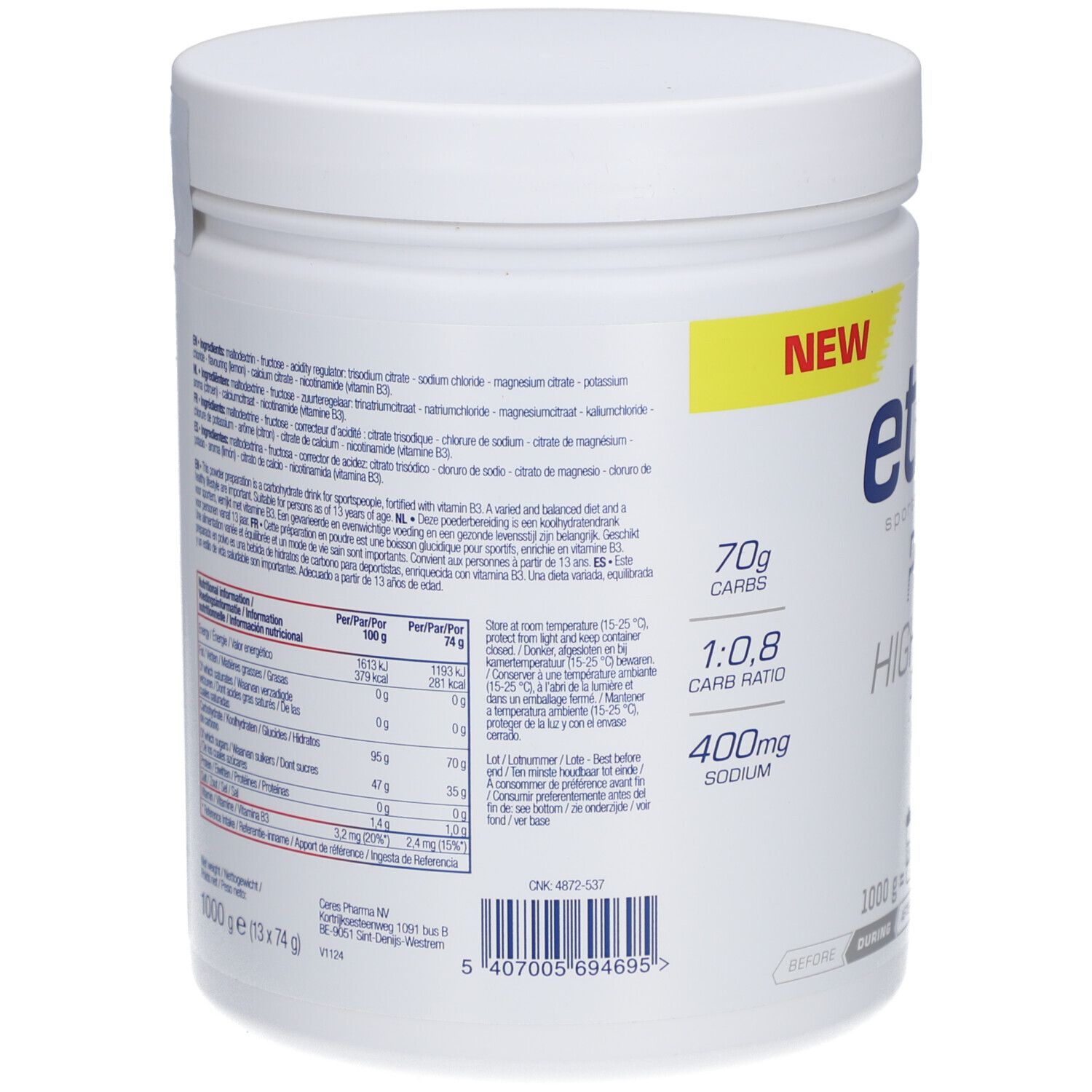 Etixx Pro Line High Carb Boisson Citron