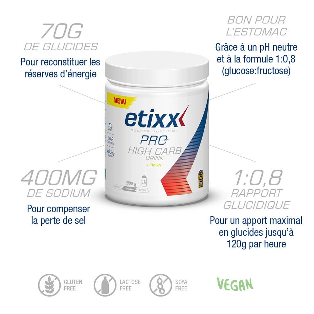 Etixx Pro Line High Carb Boisson Citron