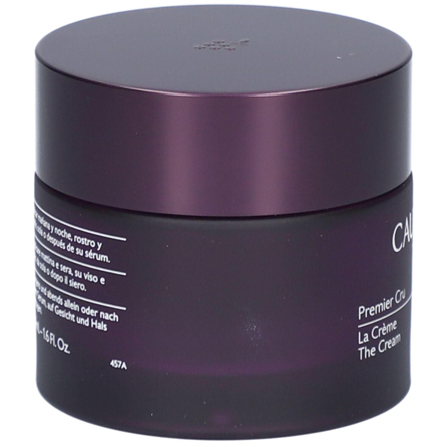 Dunkelviolettes Tiegel mit Deckel. Aufschrift: Caudalie Premier Cru La Crème The Cream.