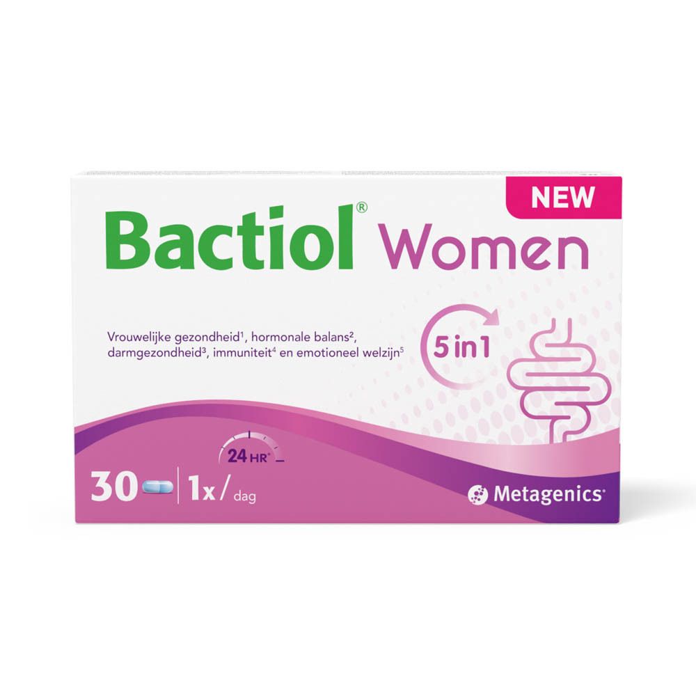 Bactiol Women. 5-in-1-Formel. Urogenitale Gesundheit, hormonelle Balance, Darmgesundheit, Immunität, emotionales Wohlbefinden.