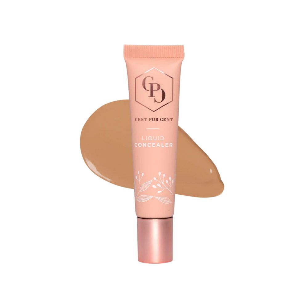 Tube de correcteur liquide Cent Pur Cent avec applicateur et un swatch.