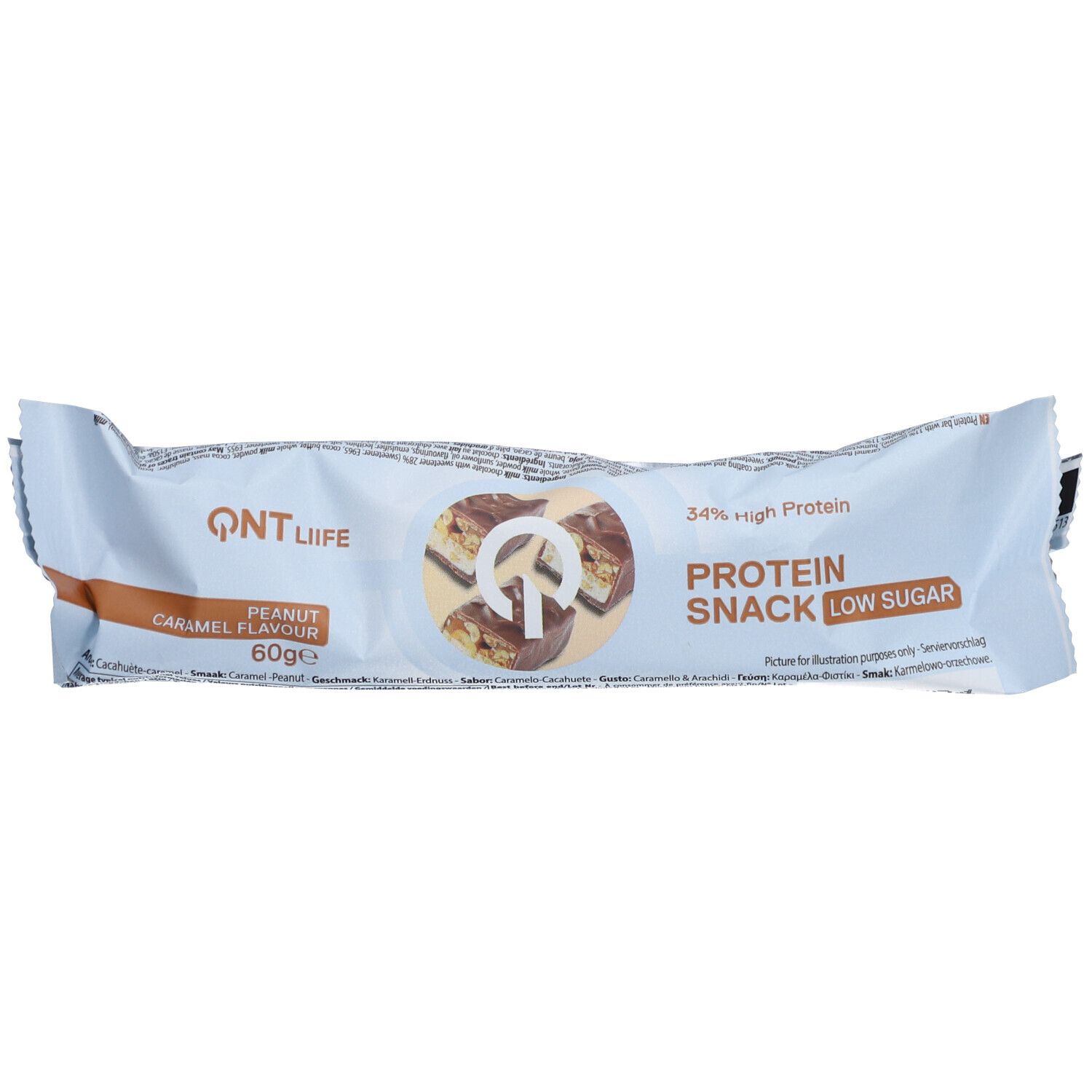 QNT Life Protein-Snack mit niedrigem Zuckergehalt Cacahuète-Karamell