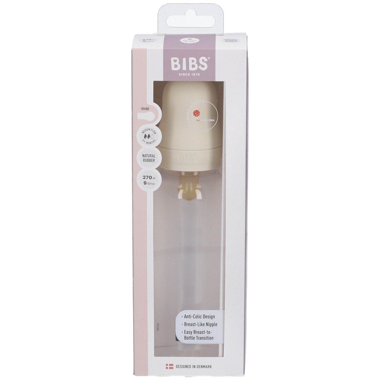 BIBS Baby Glasflasche Komplettset - Elfenbein