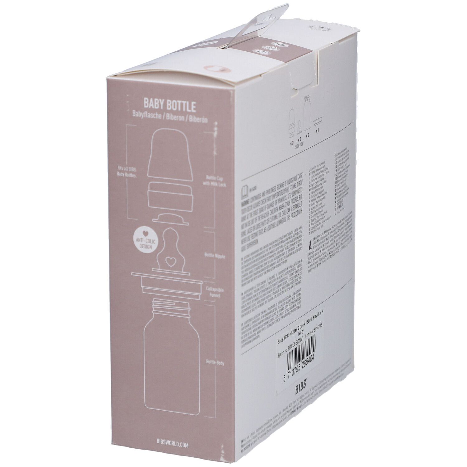 BIBS Baby BPA-freie Flasche Komplettset 2er-Pack Latex - Elfenbein