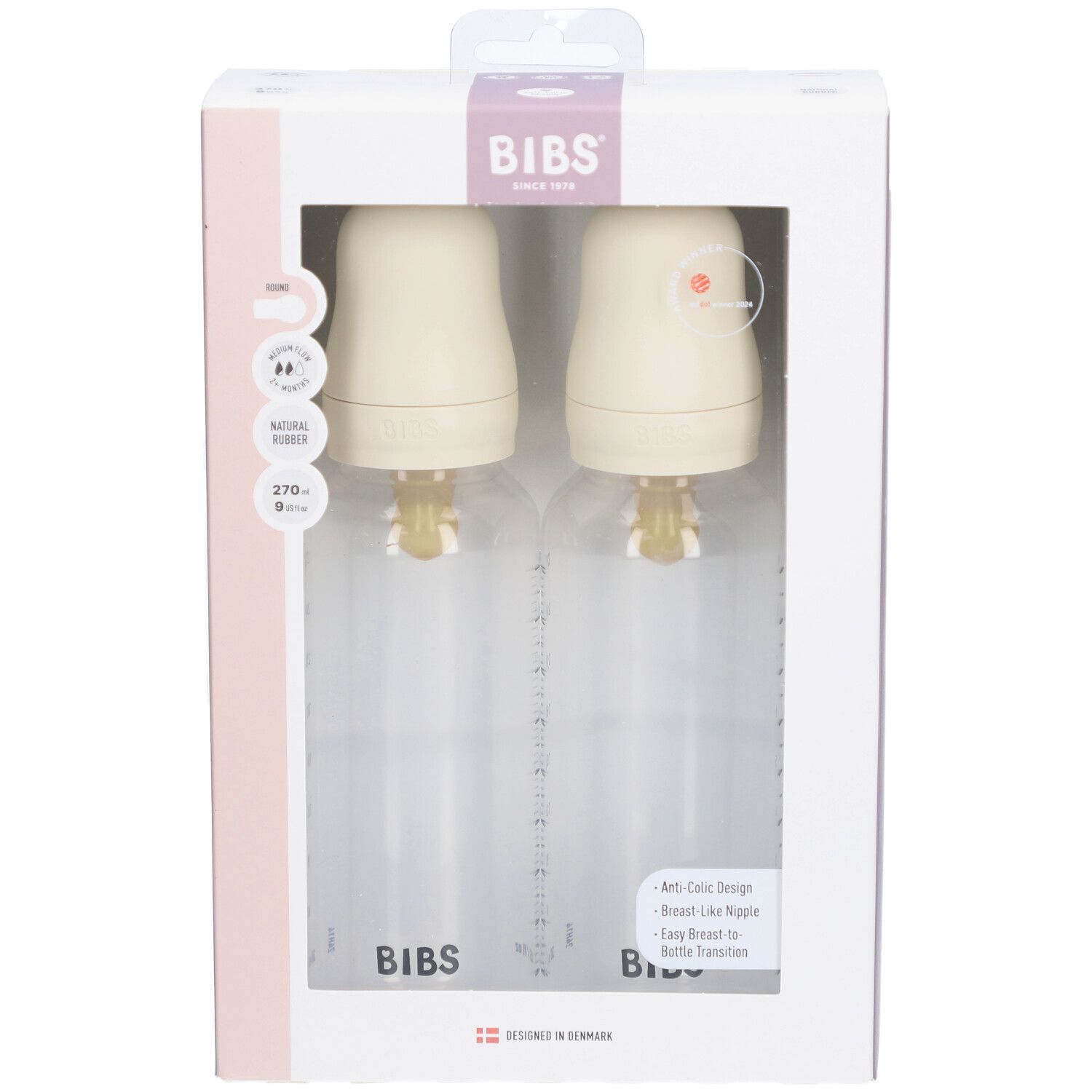 BIBS Baby BPA-freie Flasche Komplettset 2er-Pack Latex - Elfenbein