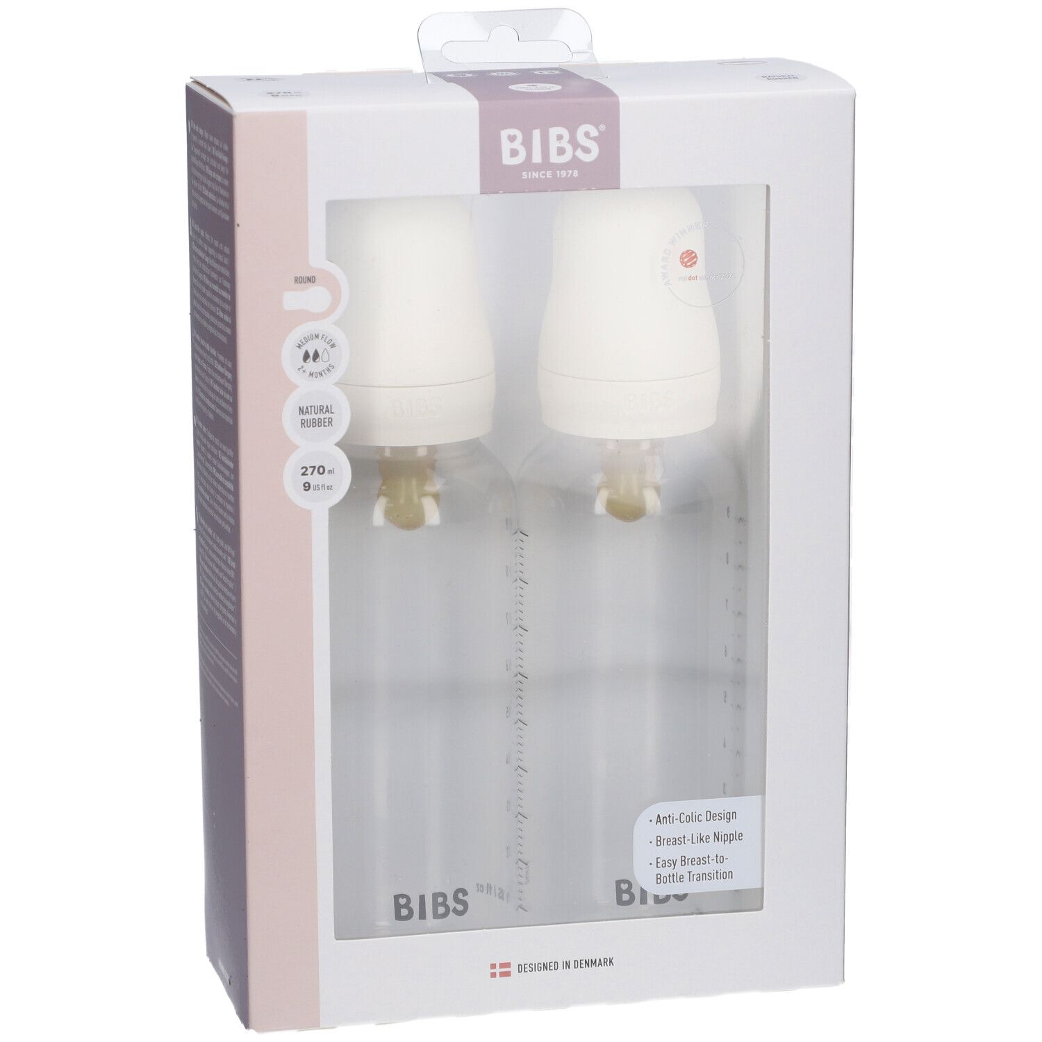 BIBS Baby BPA-freie Flasche Komplettset 2er-Pack Latex - Elfenbein