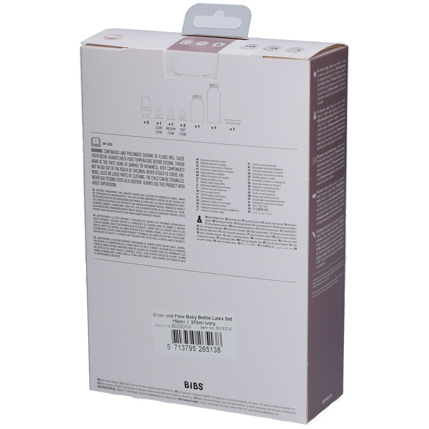BIBS Baby BPA-freie Flasche Grow and Flow Set Silikon - Elfenbein