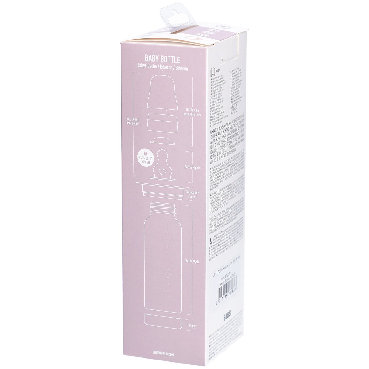 BIBS Babyflasche aus Glas 240 ml Vollständiges Set Ivory 2+ Monate