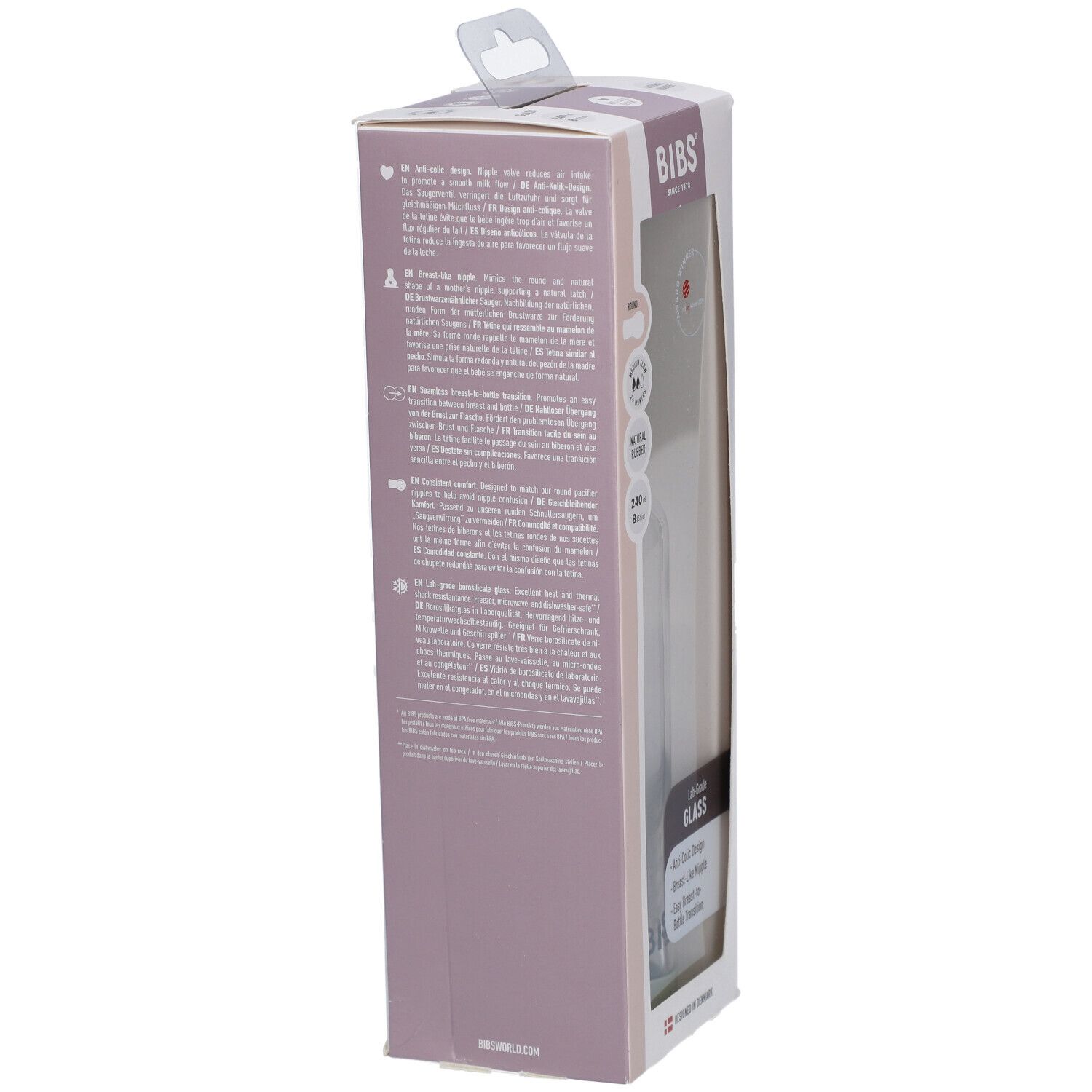 BIBS Babyflasche aus Glas 240 ml Komplettset Sage 2+ Monate