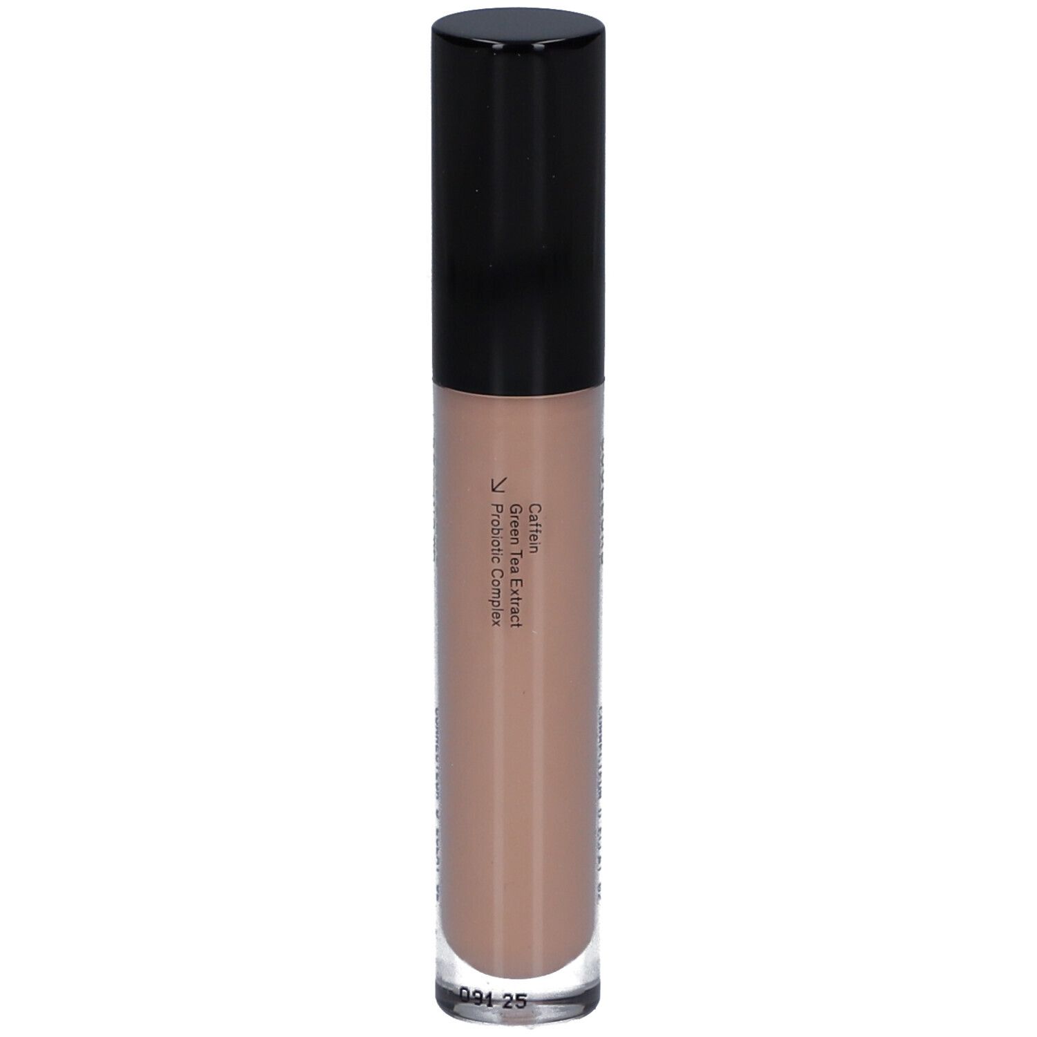 Concealer-Stift mit schwarzem Deckel. Aufschrift: COULEURS DE NOIR. Enthält Grüntee-Extrakt. Flüssigkeit in mittlerem Farbton.