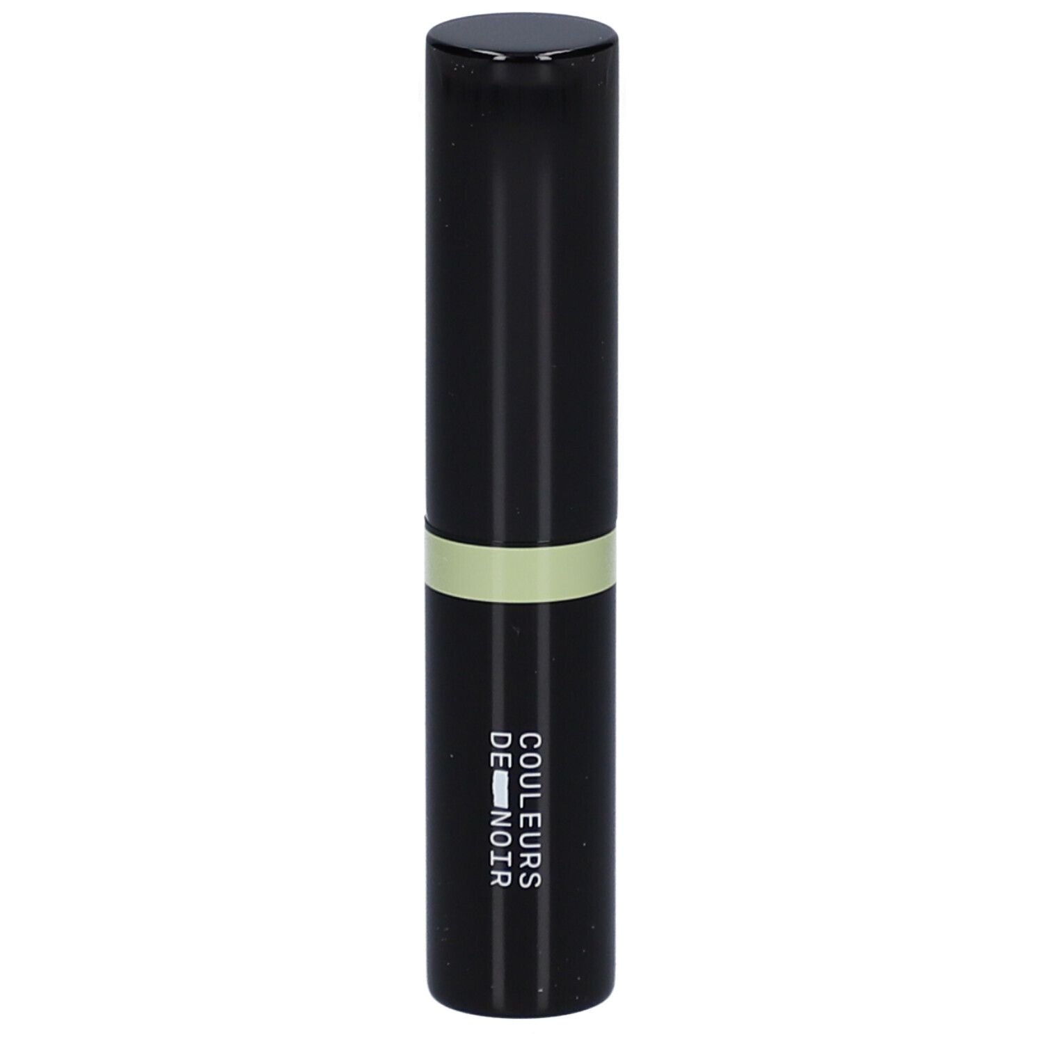 Schwarzer Concealer-Stick mit grünem Streifen. Aufschrift: COULEURS DE NOIR.