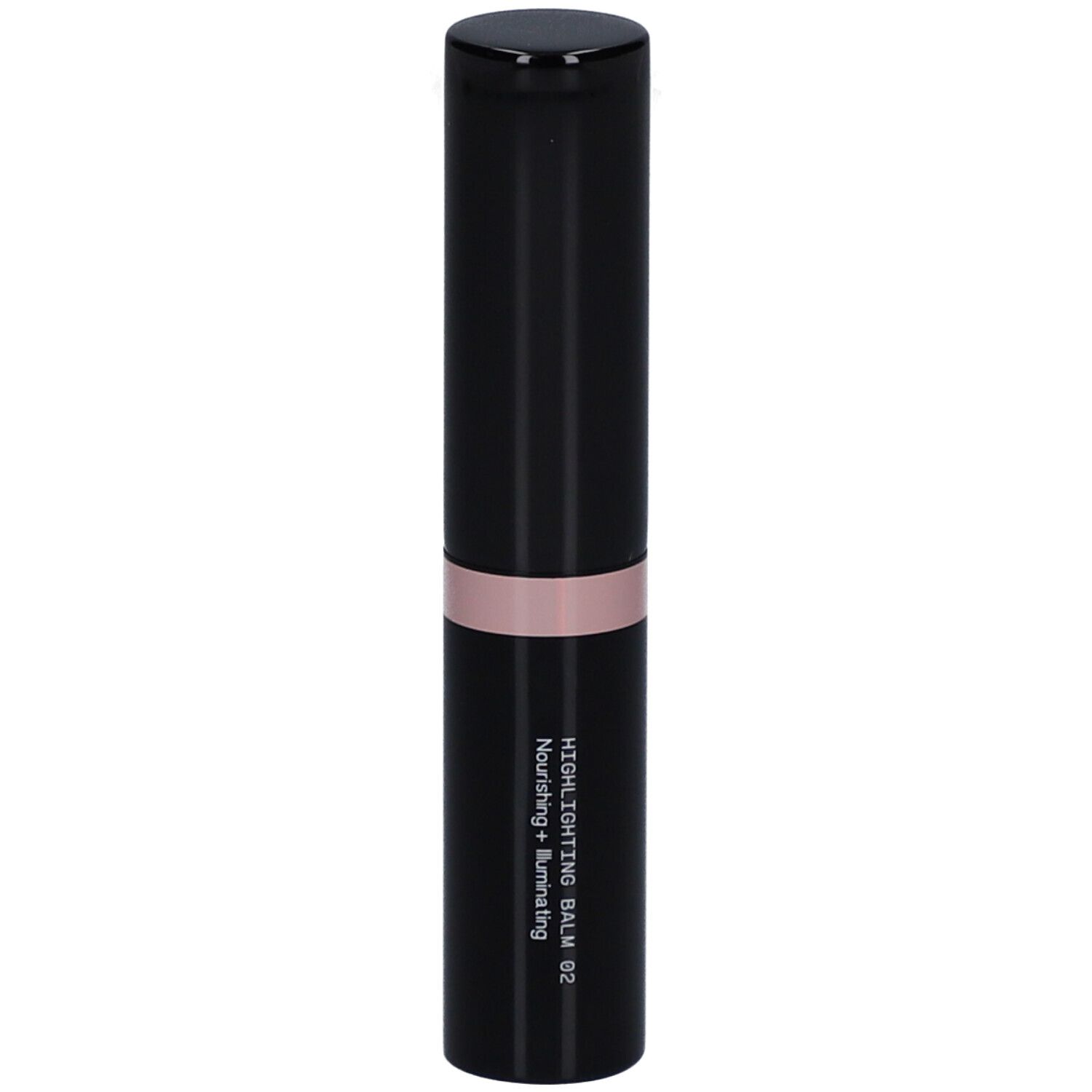 Schwarzer Stift mit rosafarbenem Band. Aufschrift: HIGHLIGHTING BALM 02.