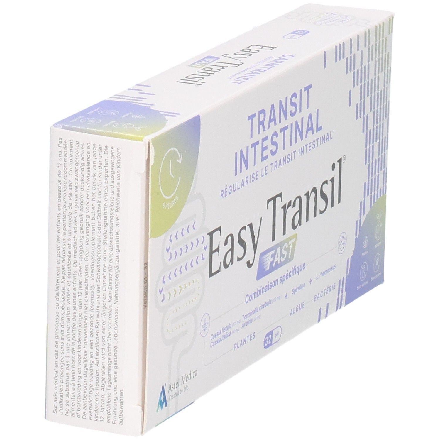 Seitenansicht der Easy Transil FAST Verpackung mit detaillierten Anwendungshinweisen.