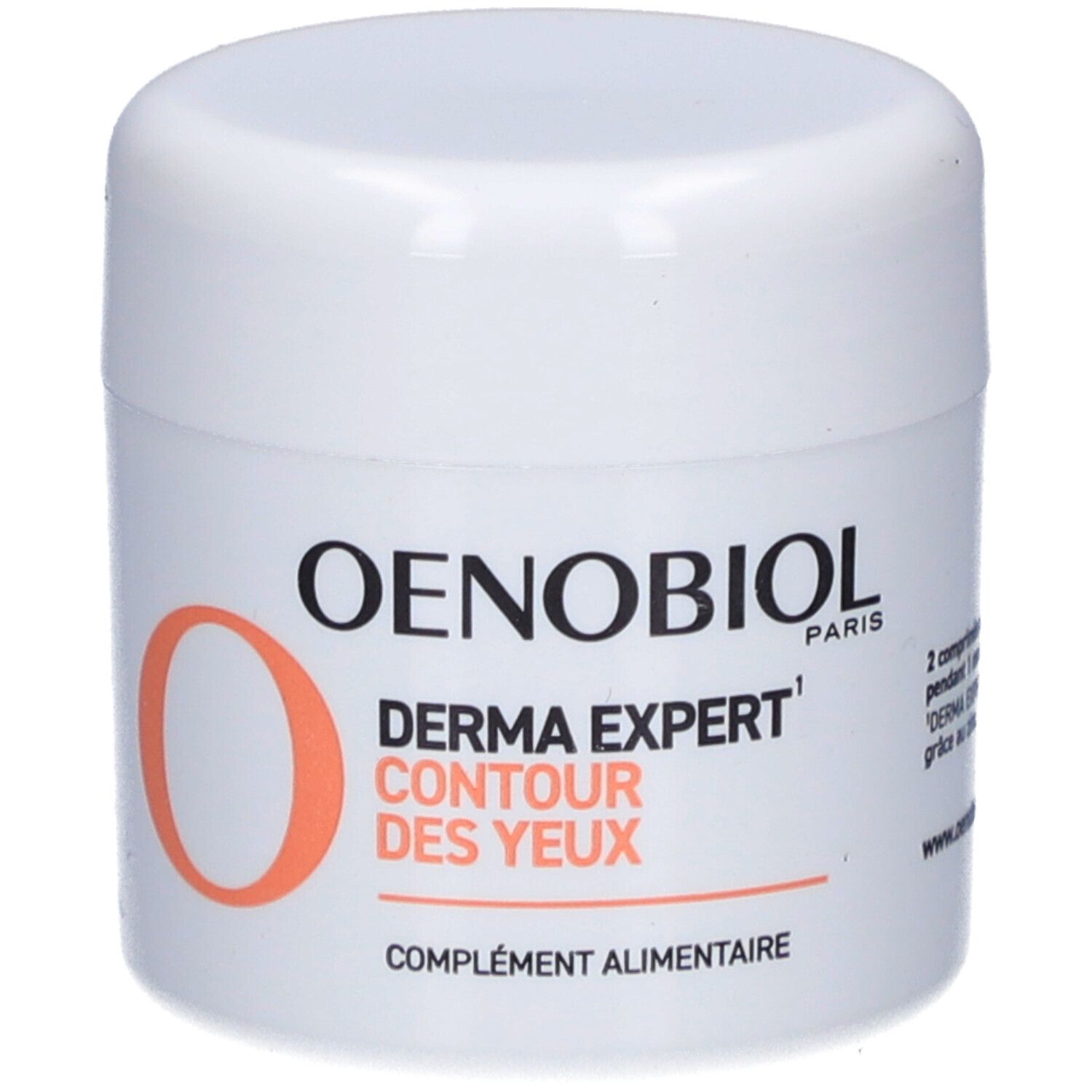 Weißes Produkt Oenobiol Derma Expert Contour des Yeux. Orangefarbenes O.