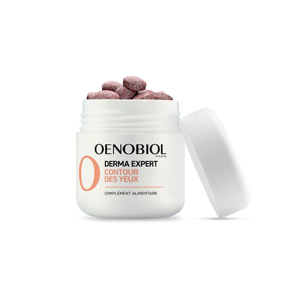Oenobiol Derma Expert Contour des Yeux. Comprimés dans un pot blanc.