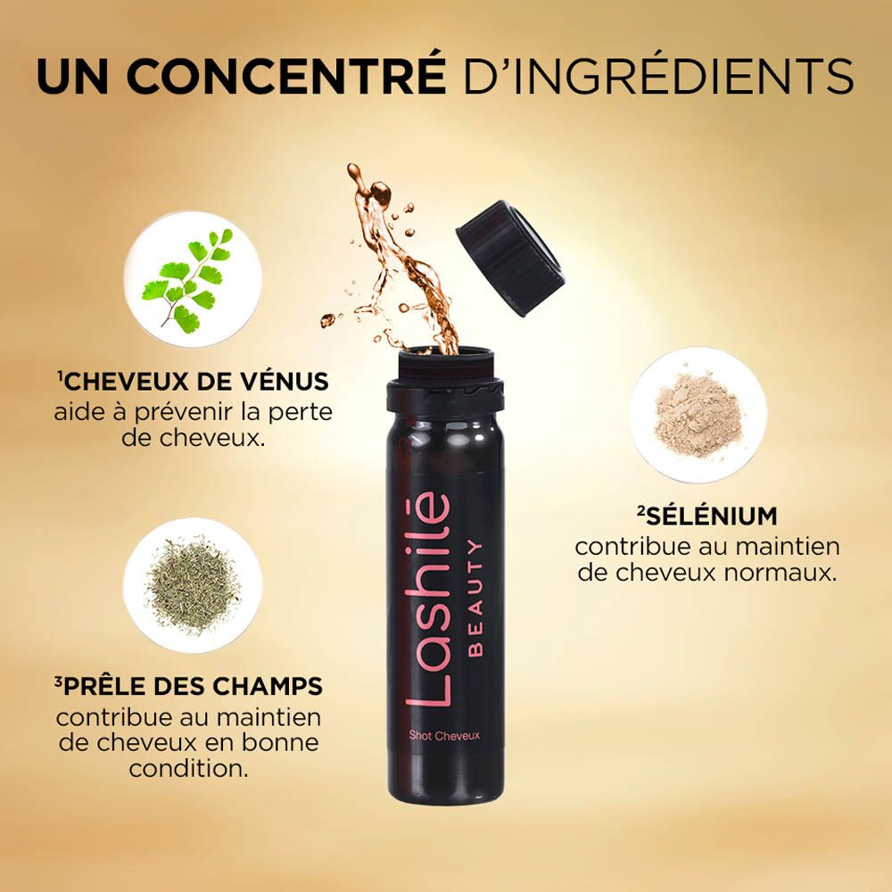 Produit avec ingrédients. Contient cheveux de Vénus, sélénium et prêle.
