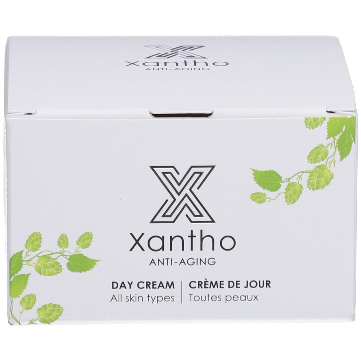 Verpackung mit Aufschrift: Xantho, Anti-Aging, Day Cream, Crème de jour, All skin types.