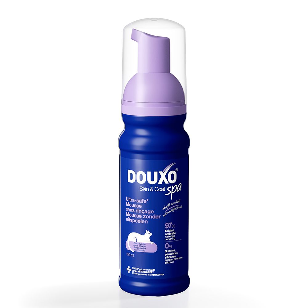 Flacon de mousse ultra-sûre sans rinçage Douxo Spa avec pompe.