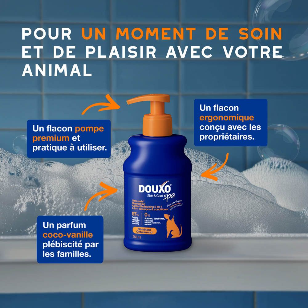 Une peau saine et un pelage brillant en 3 étapes. Chiens dans le bain.