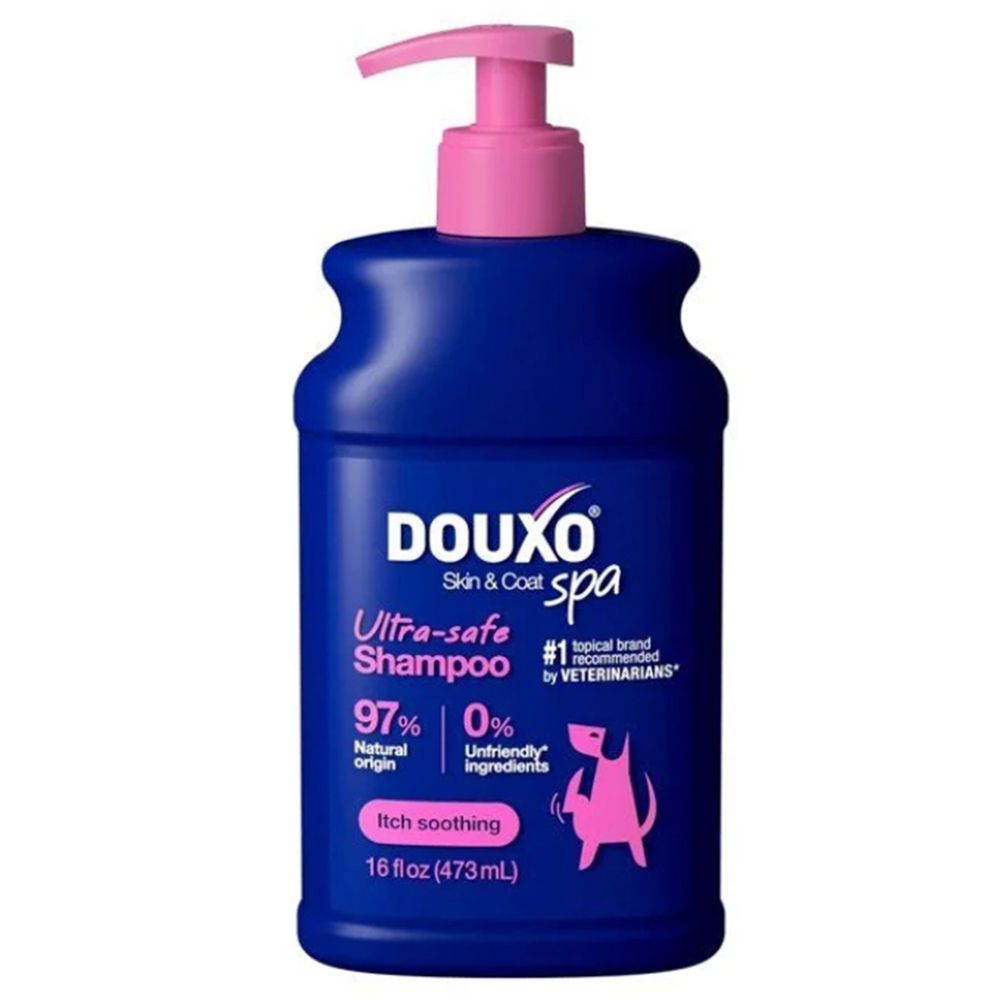 Douxo Spa Ultra-safe Shampoo Flasche mit Pumpspender, 473ml.