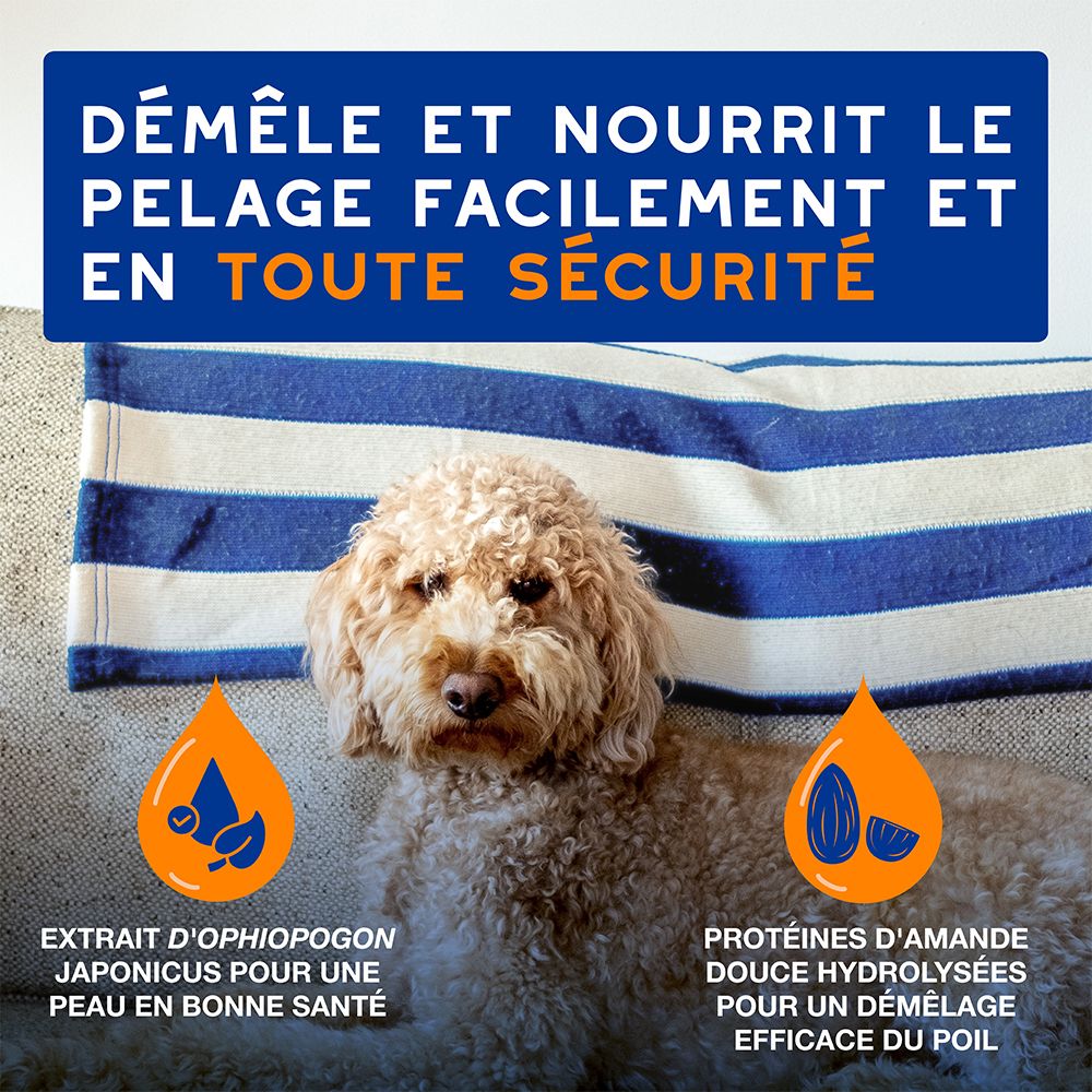 Arrière du flacon Douxo Skin & Coat Spa Ultra-safe Spray avec instructions d'utilisation.