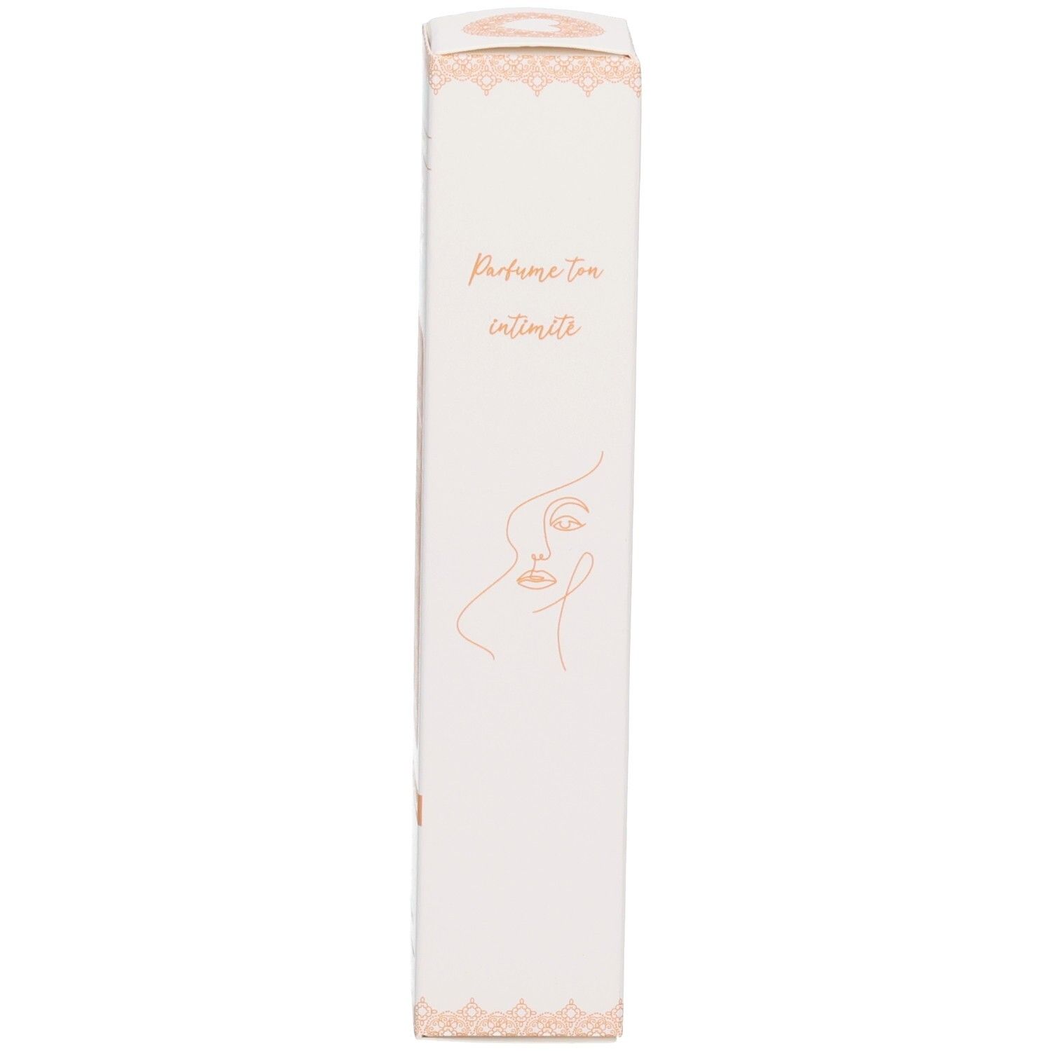 Weiße Verpackung mit zarter Linienzeichnung eines Gesichts und Schriftzug „Parfum ton intimité“.
