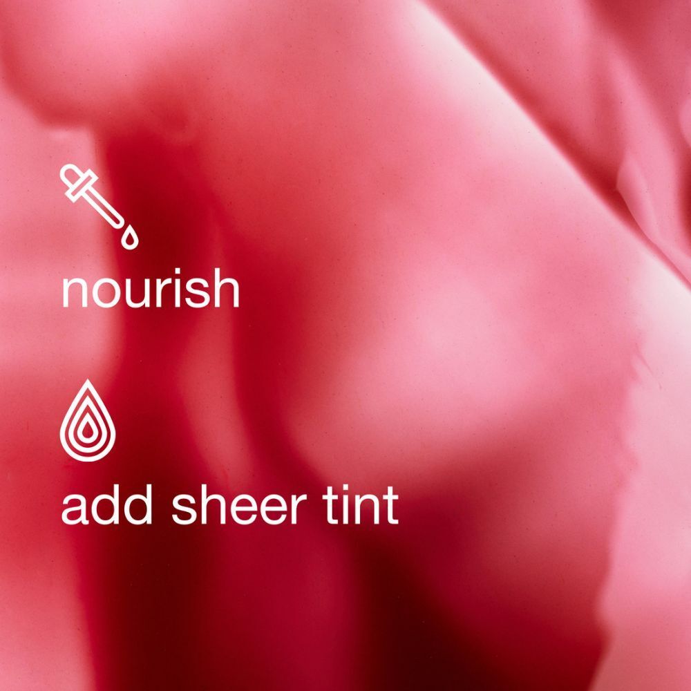 Graphique avec symboles. Texte : « nourish » et « add sheer tint ».
