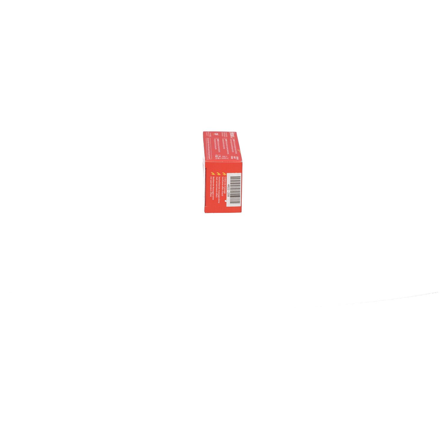 Boîte Kinesium rouge, vue latérale. Informations produit et label CBF+ Medical.