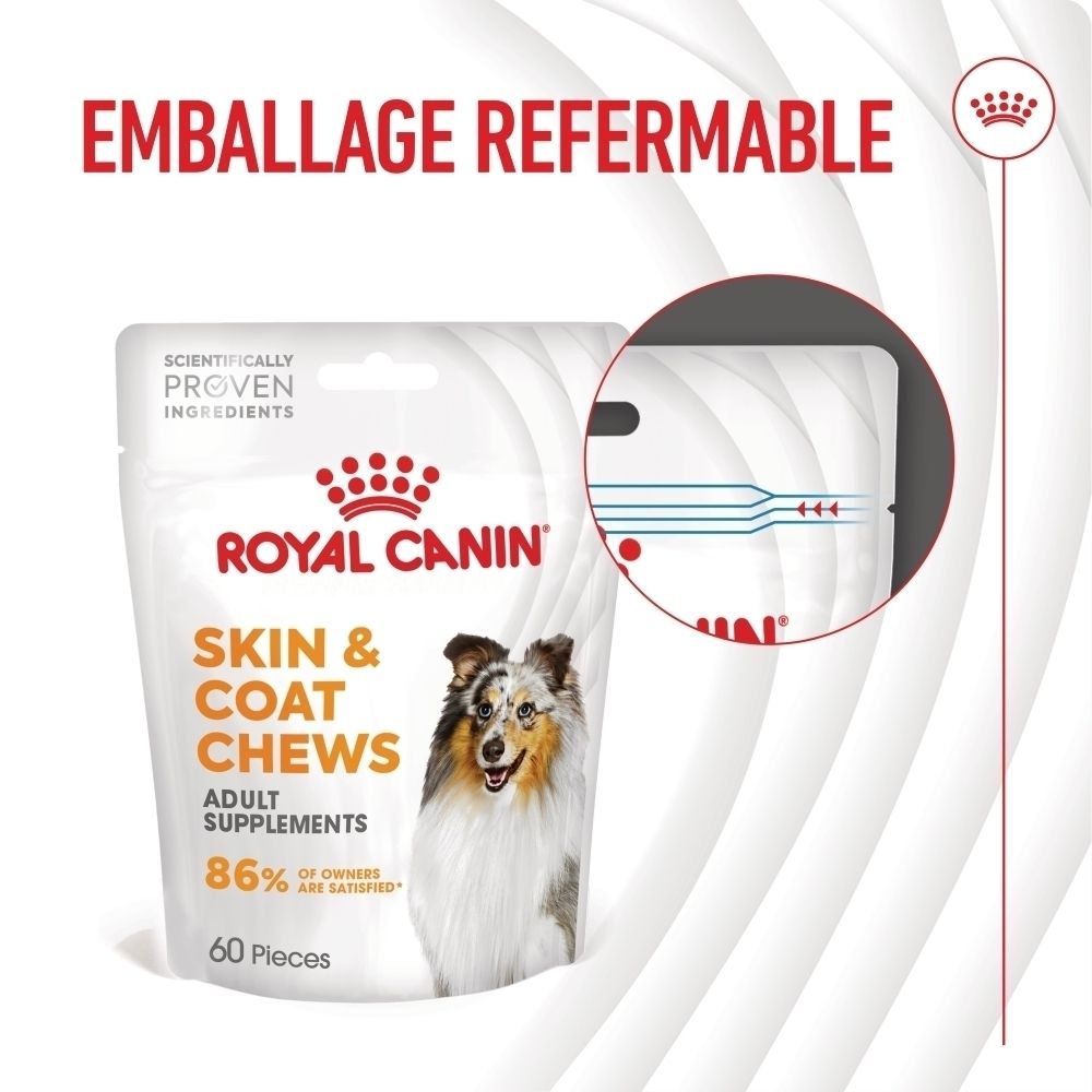 Royal Canin Skin & Coat Chews: Beutel mit 60 Stück, Adult Supplements.