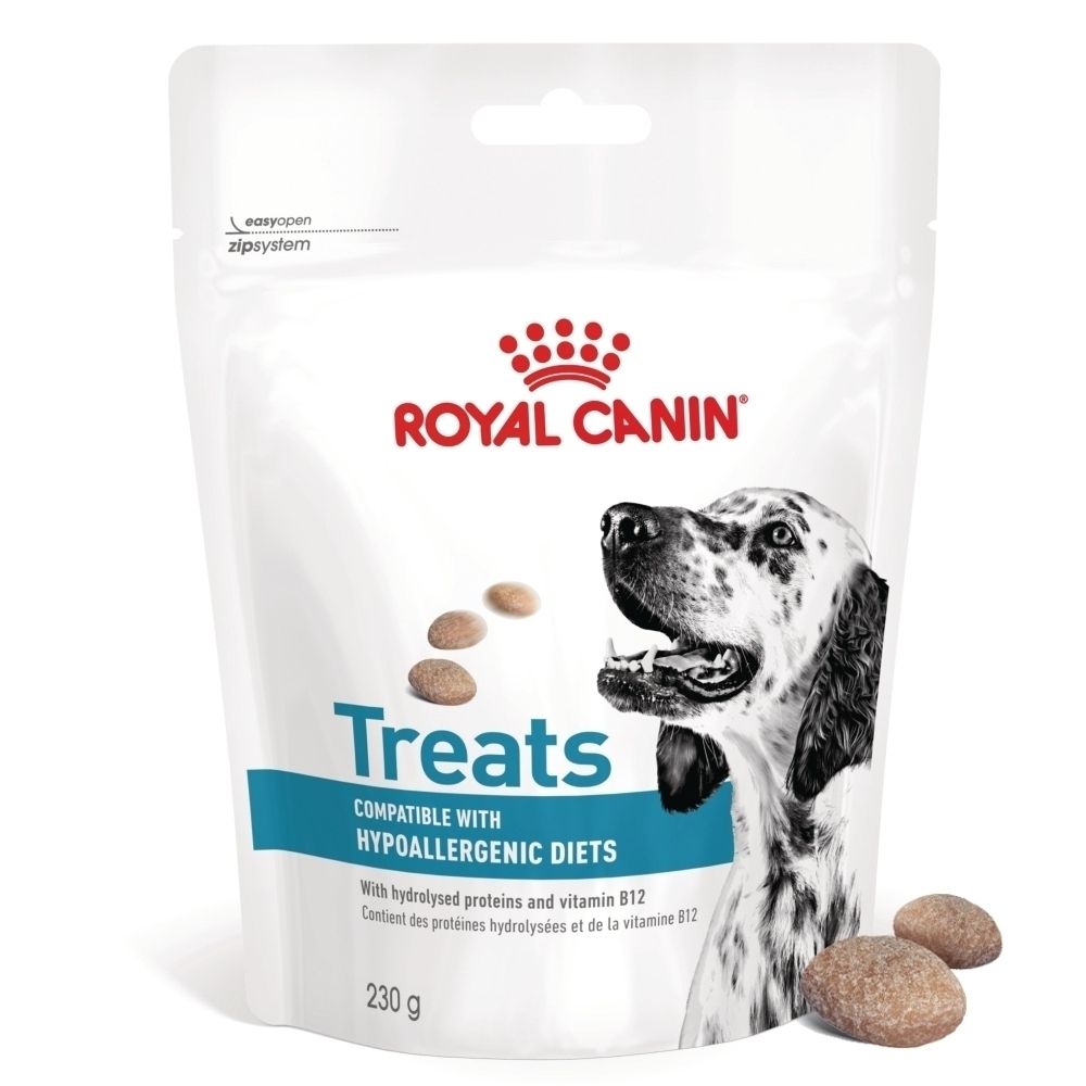 Royal Canin Leckerli-Beutel, 230g, für hypoallergene Diäten.