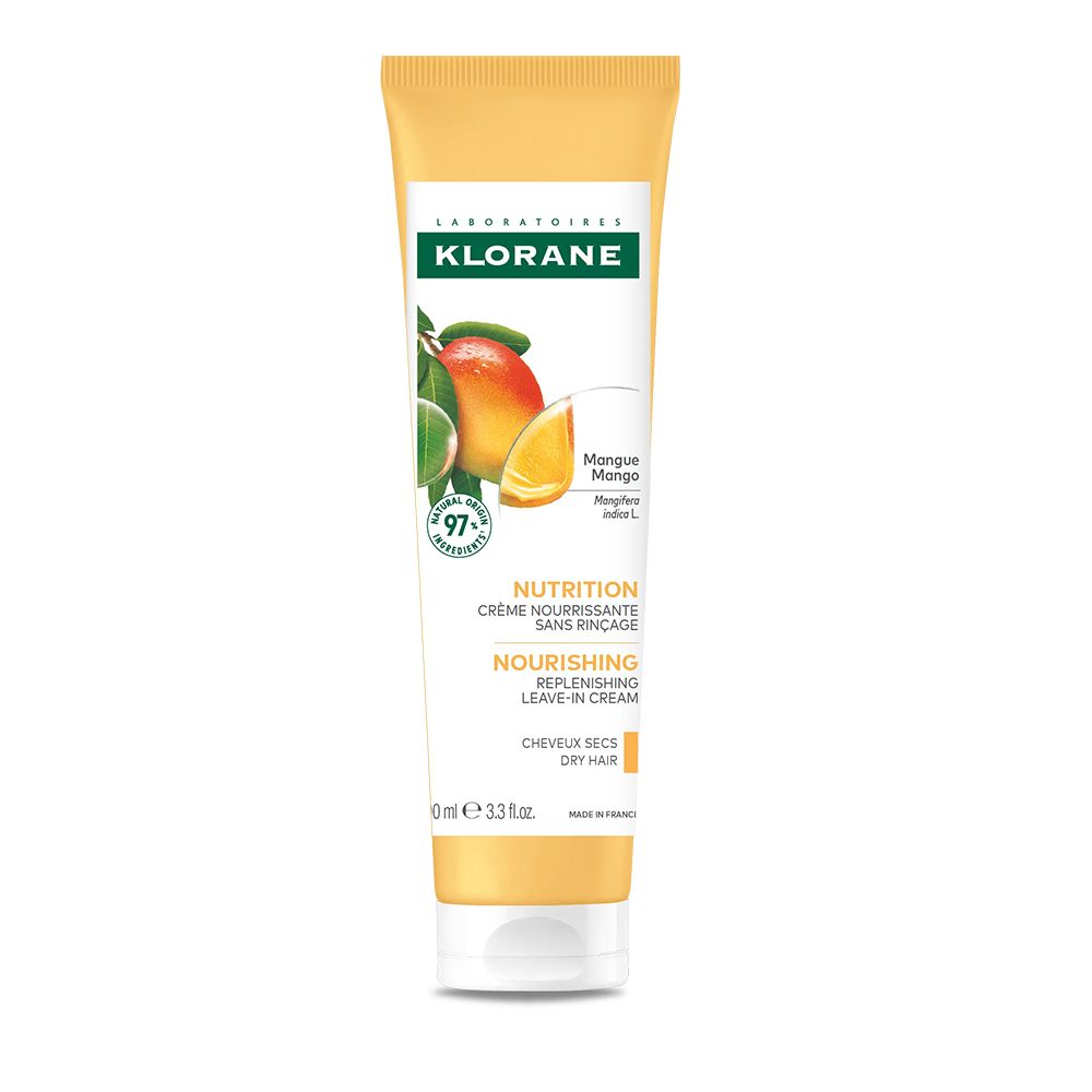 Crème Klorane sans rinçage à la mangue pour cheveux secs, 100ml.