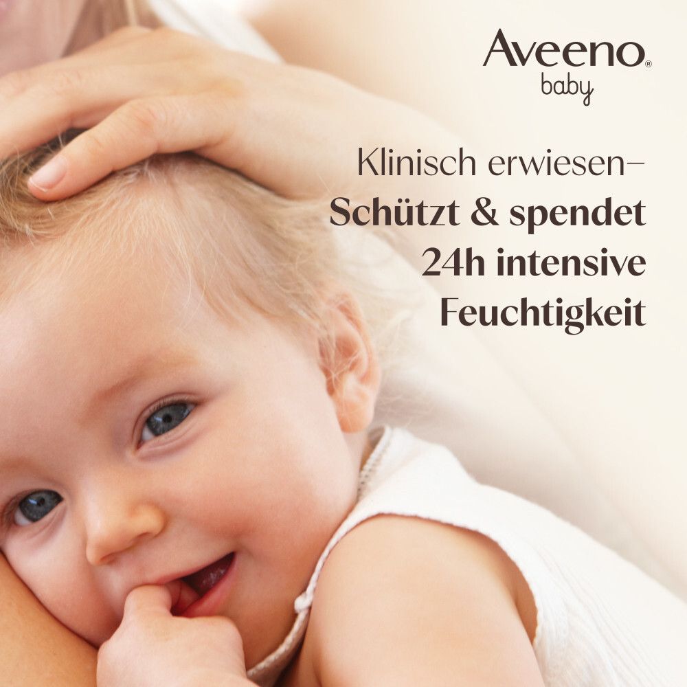Baby mit Hand auf dem Kopf. Text: Klinisch erwiesen - Schützt & spendet 24h intensive Feuchtigkeit.