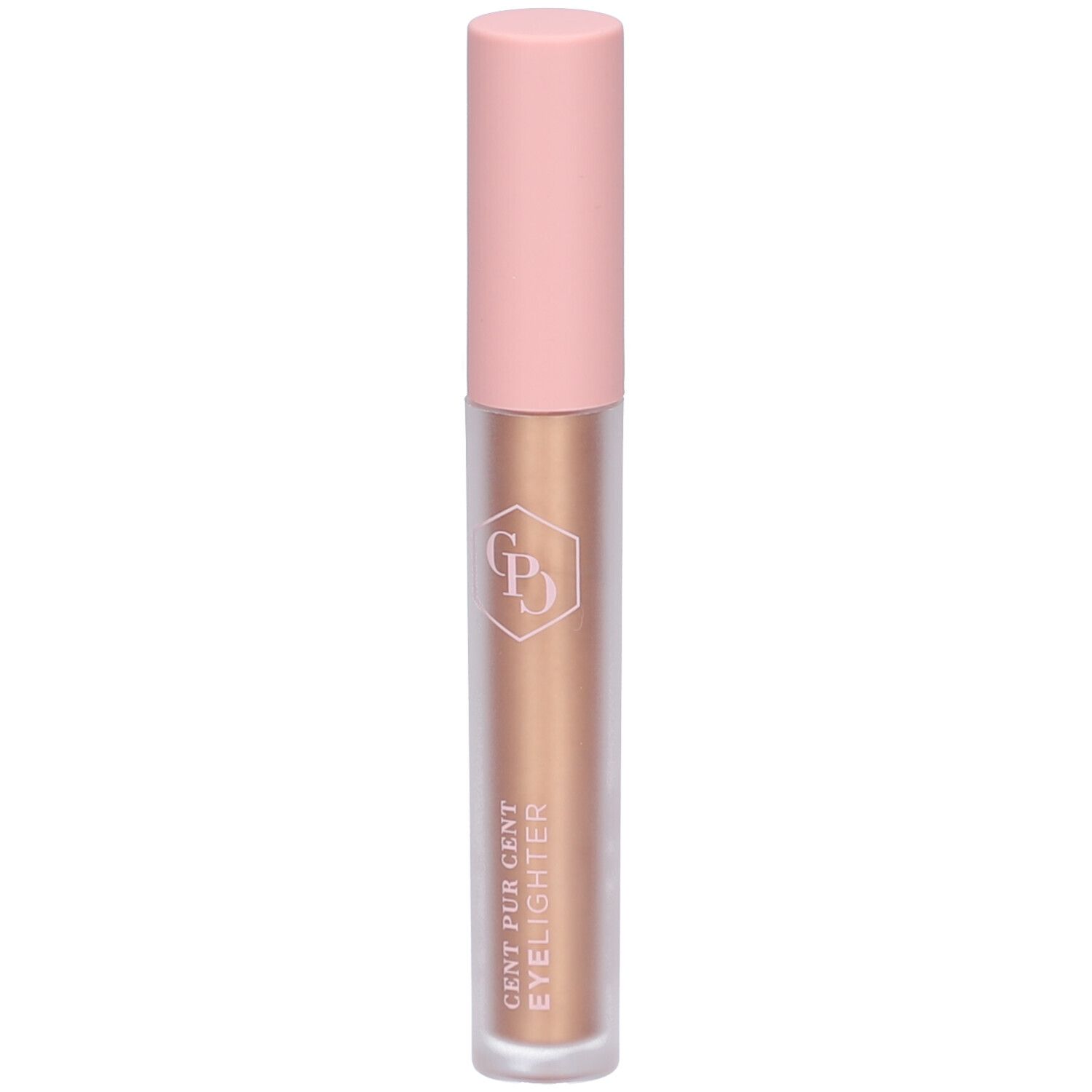 Goldfarbener Eyelighter mit rosa Deckel. Aufschrift: Cent Pur Cent Eyelighter.