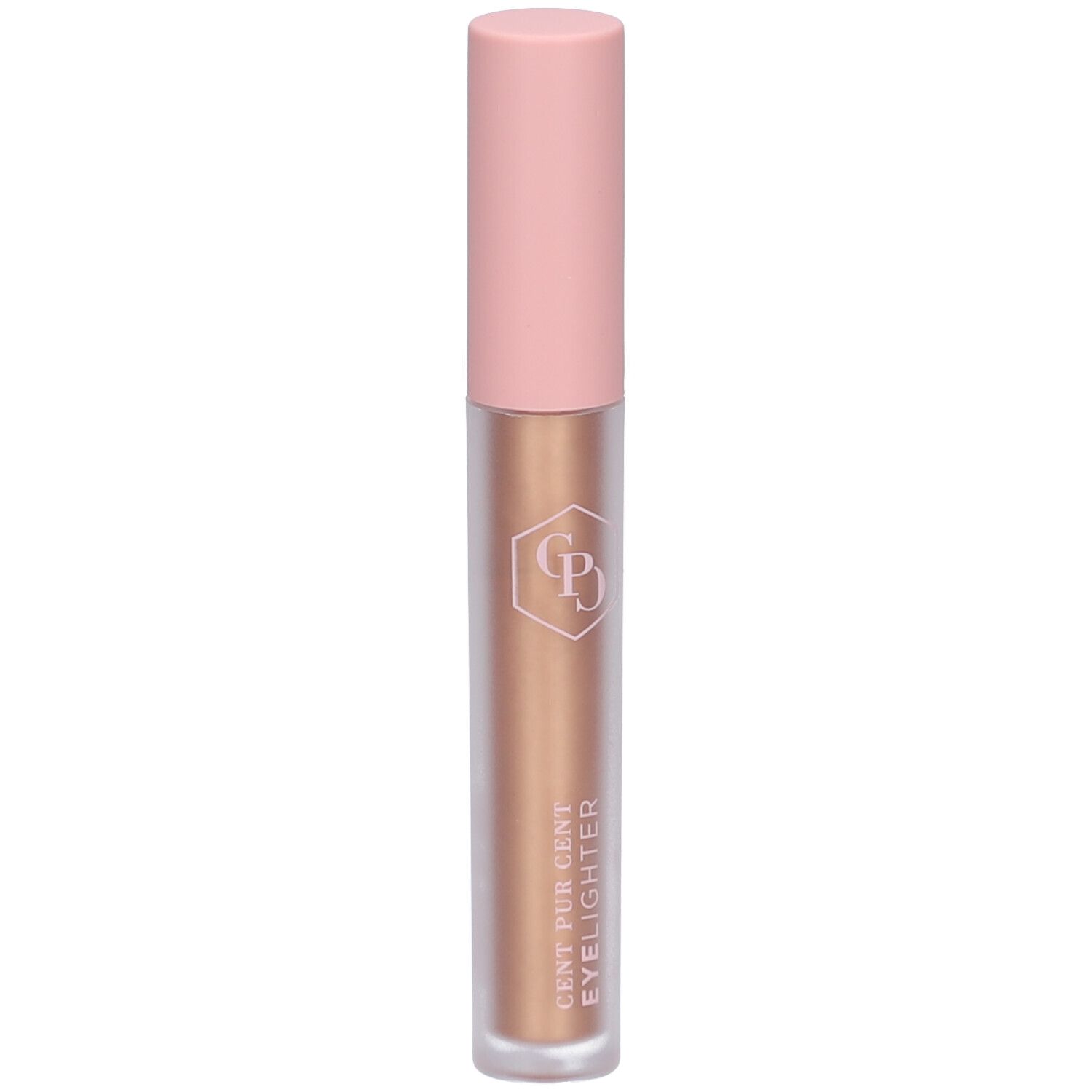 Goldfarbener Eyelighter mit rosa Deckel. Aufschrift: Cent Pur Cent Eyelighter.
