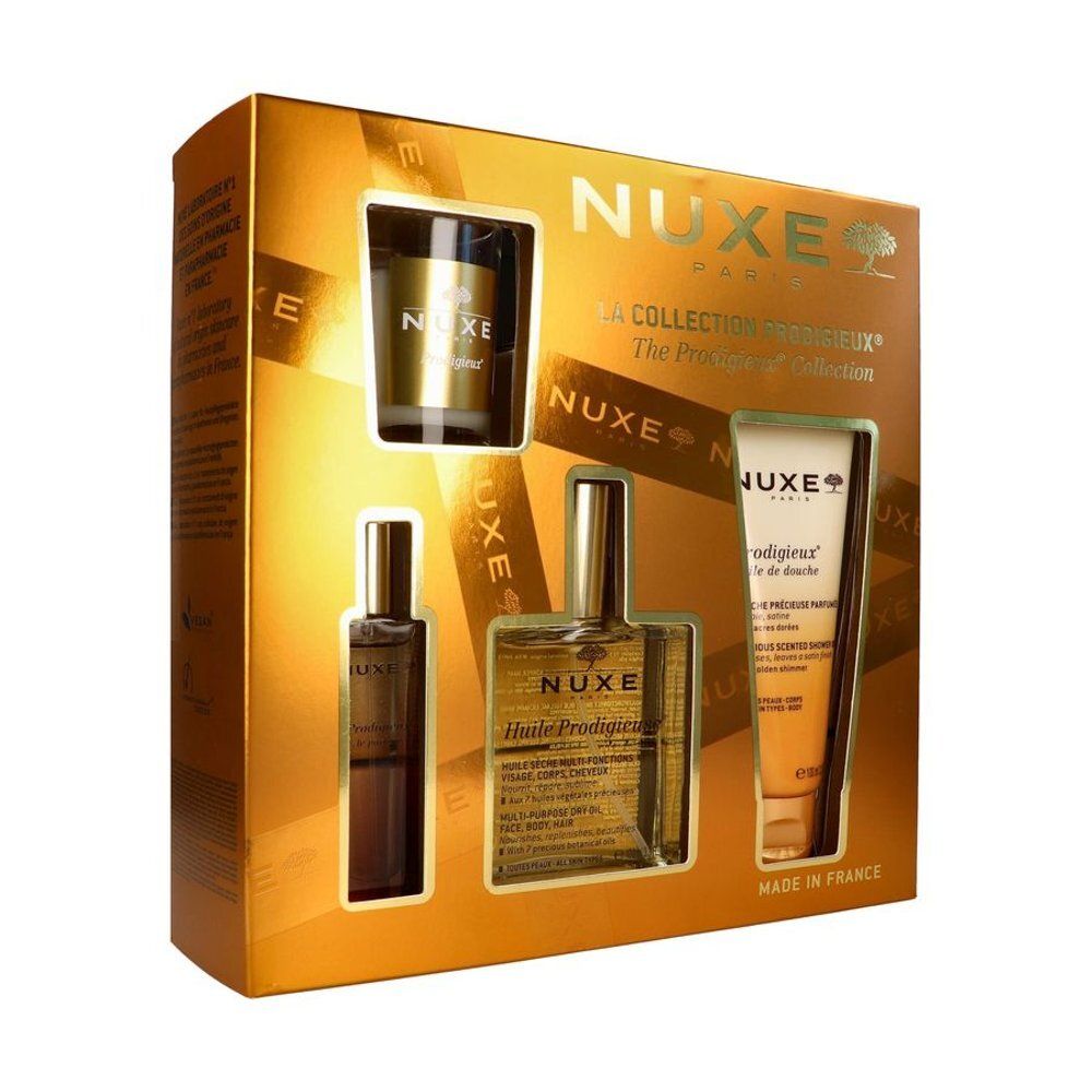 Arrière d'un coffret Nuxe avec informations produit et label Vegan.