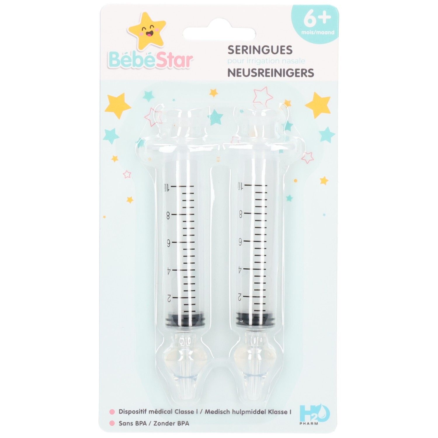 Zwei klare Nasenspül-Spritzen mit Markierungen von 1-10 ml.
