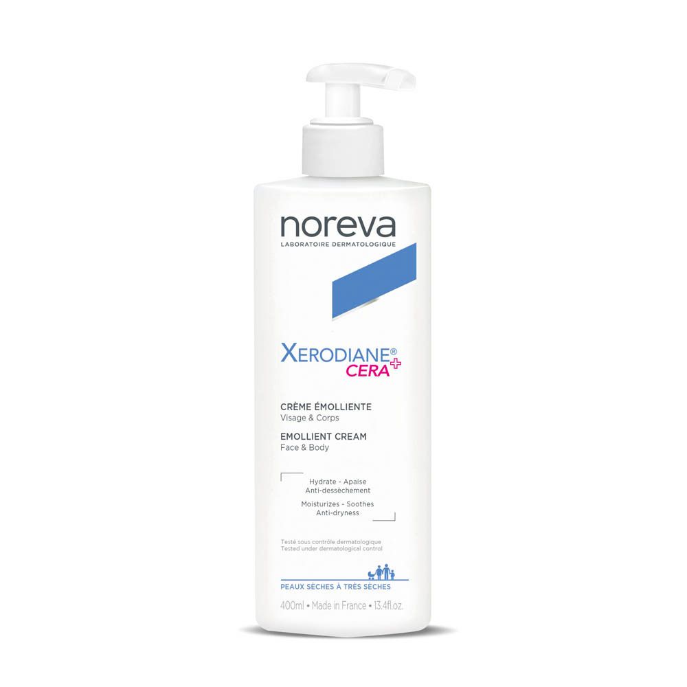 Noreva Xerodiane Cera Emollient Cream Flasche mit Pumpspender.