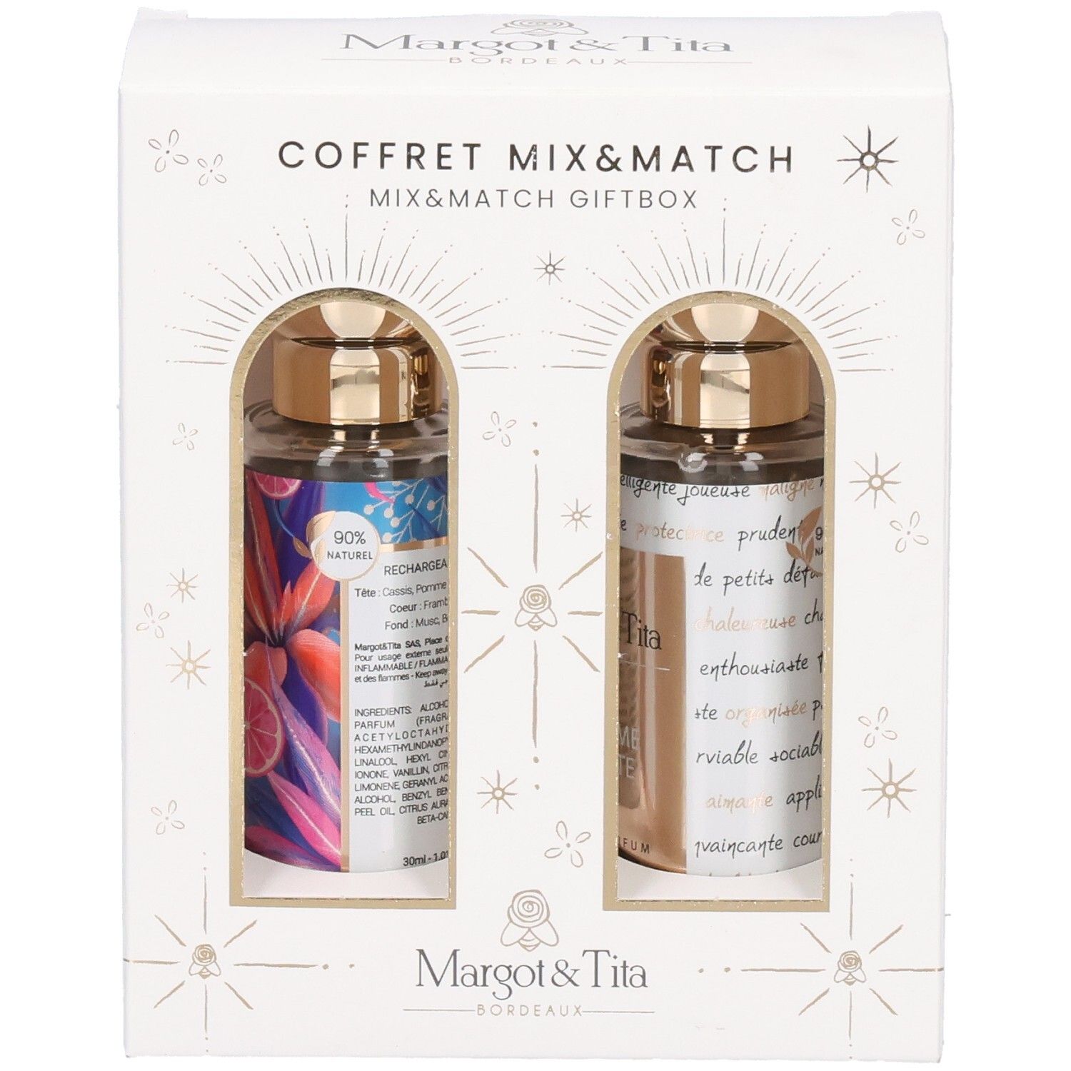 Coffret Mix&Match Margot & Tita avec deux flacons d'eau de parfum, vue de face.