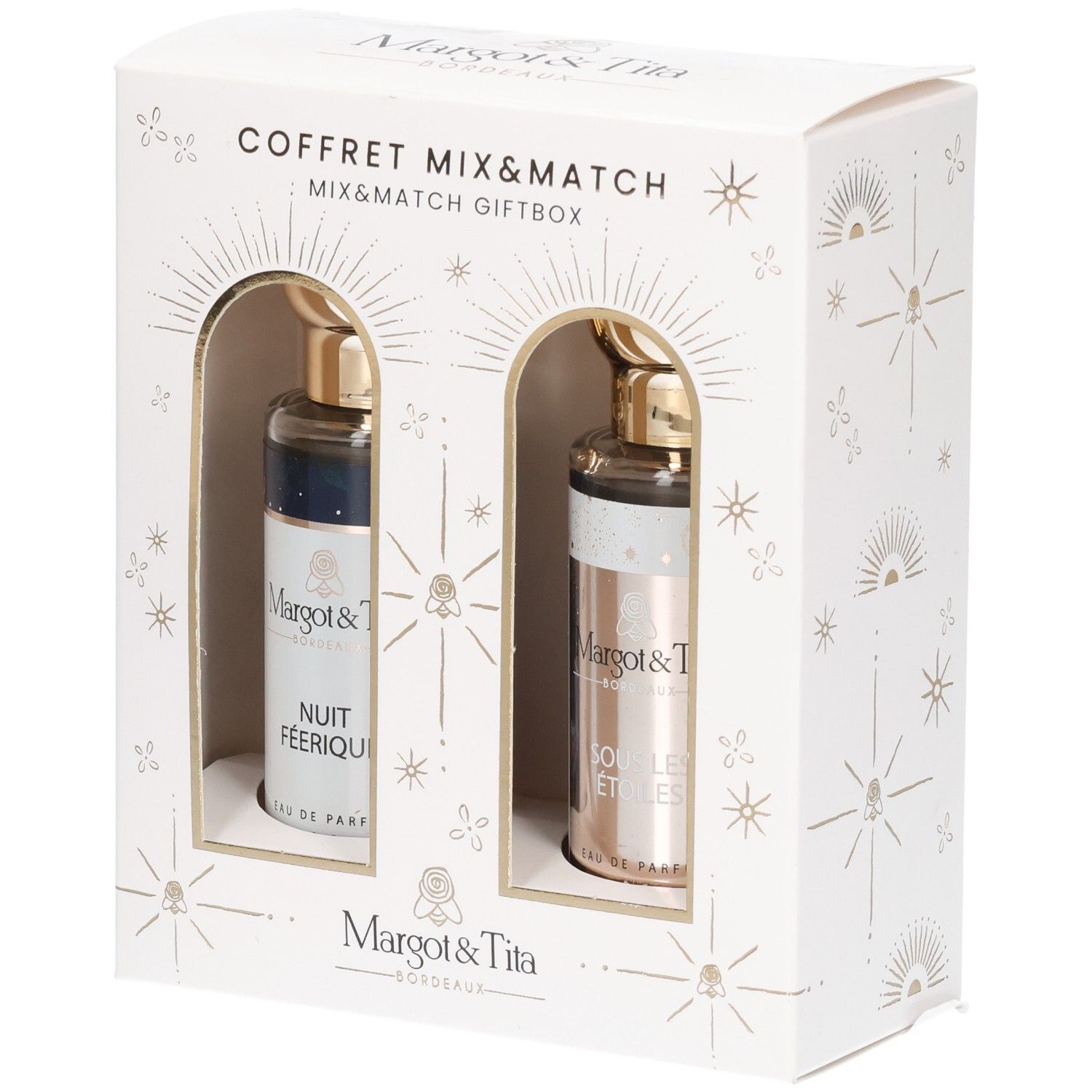 Coffret Mix&Match Margot&Tita avec deux flacons de parfum : Nuit Féerique et Sous les Étoiles.
