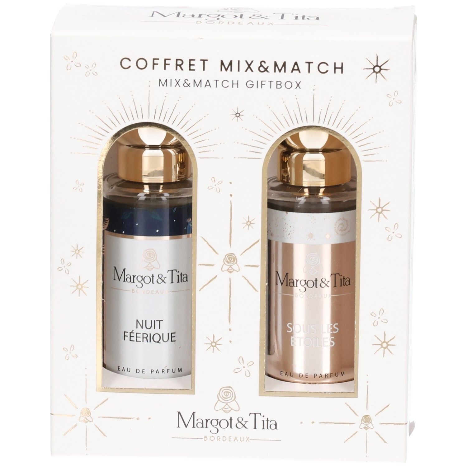 Coffret Mix&Match Margot&Tita avec deux flacons de parfum : Nuit Féerique et Sous les Étoiles.