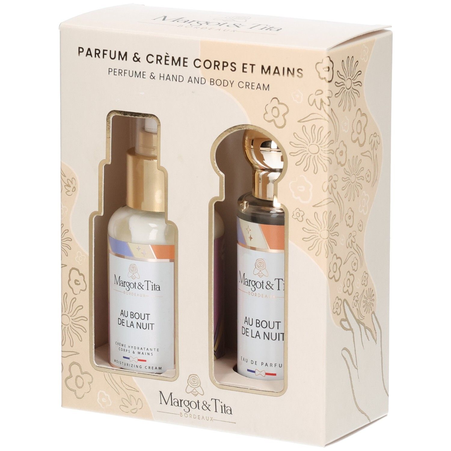 Margot&Tita Geschenkset: Parfüm und Hand- und Körpercreme im Karton.