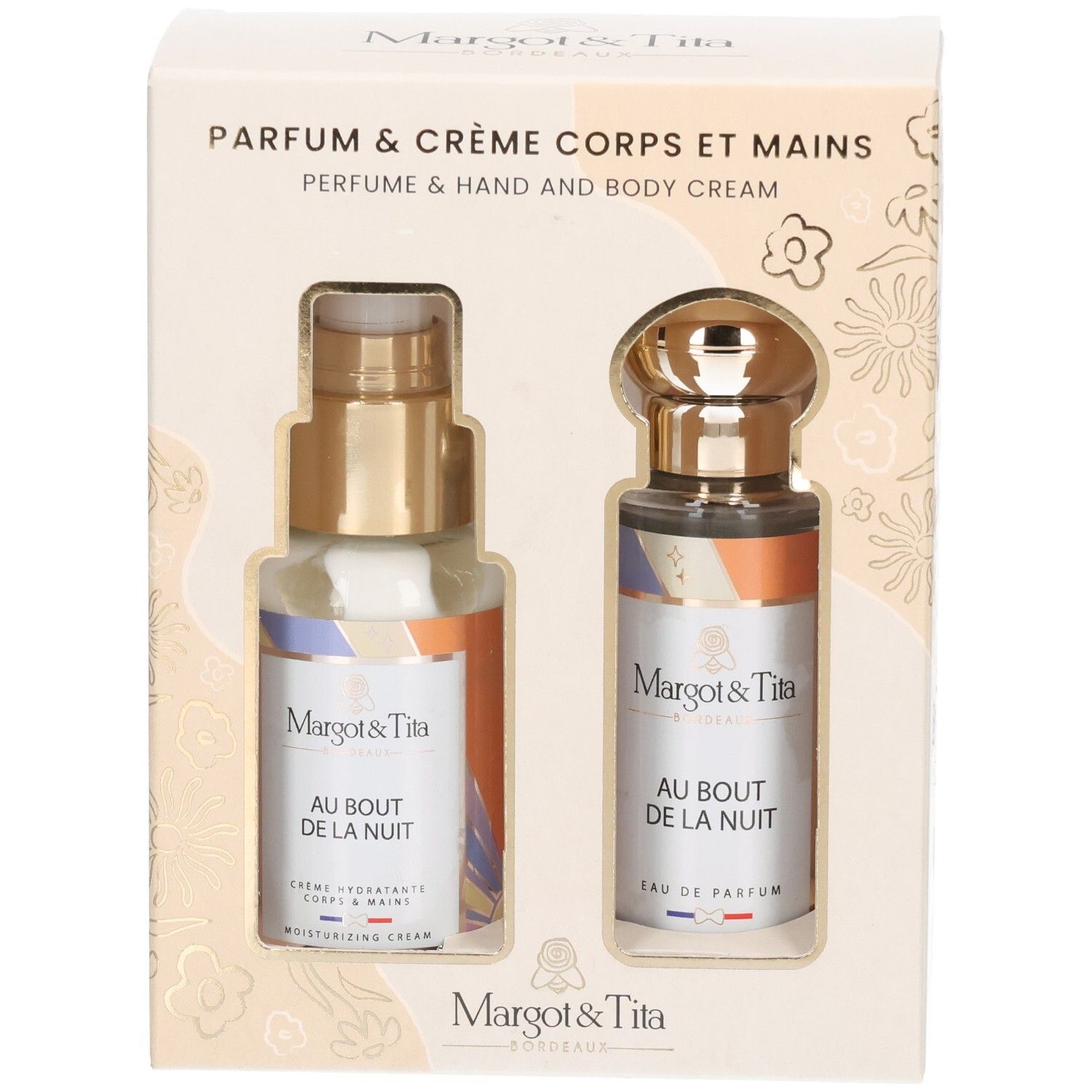 Margot&Tita Geschenkset: Parfüm und Hand- und Körpercreme im Karton.